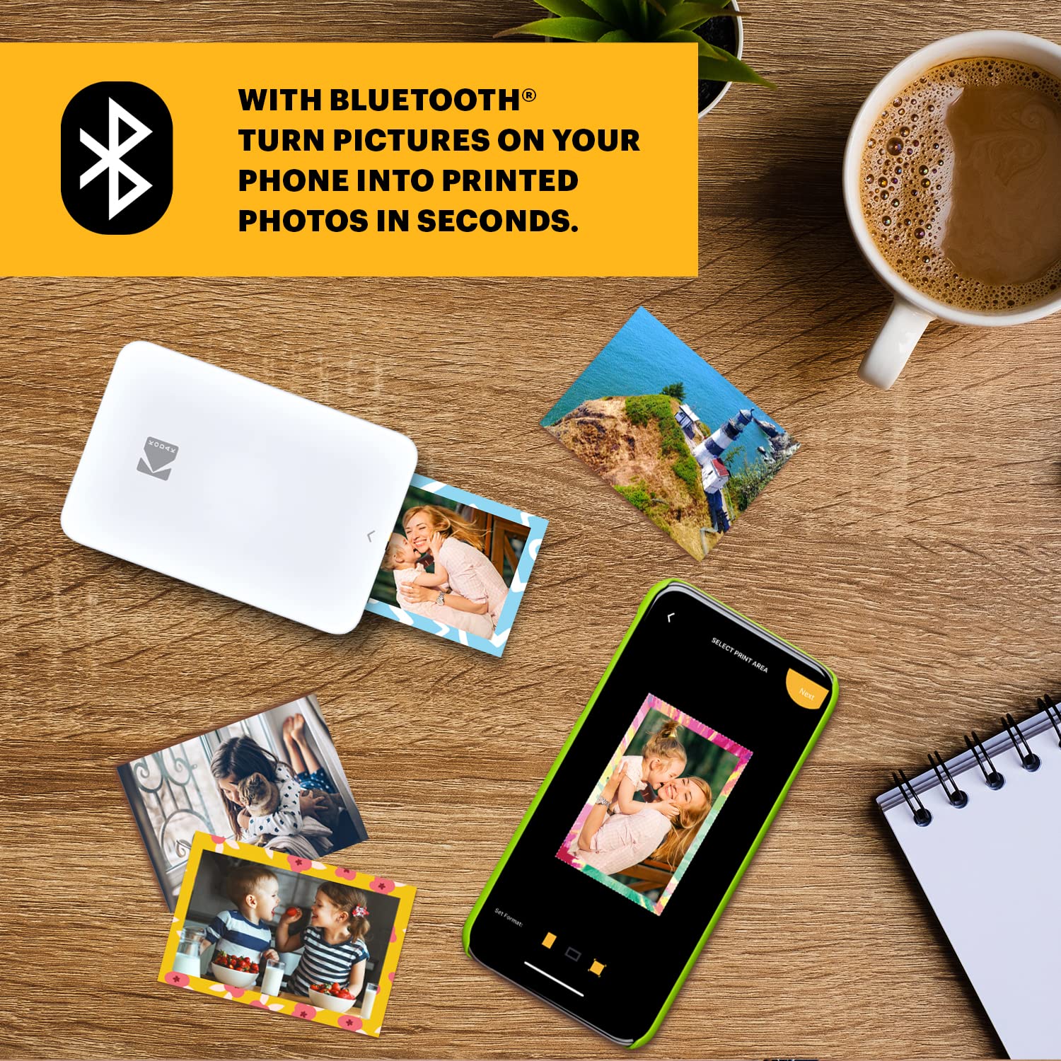 KODAK Step Slim Instant Mobile Photo Printer Kit - 20 Sheets Zink Paper, Travel Case, Photo Album, Markers & Sticker Sets for Instant Prints at Home, Parties & Travel | Portable Wireless Bluetooth Photo Printing