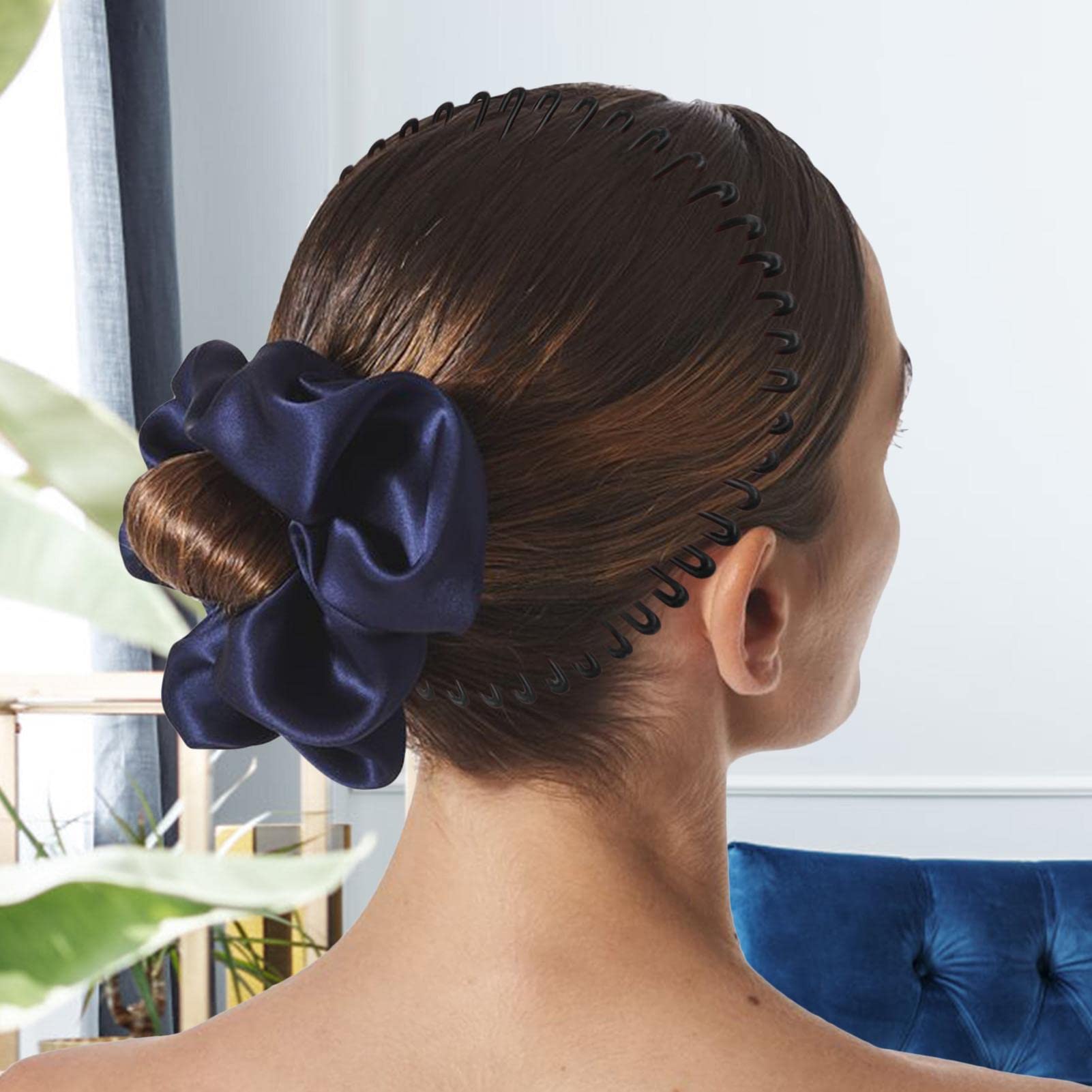 Full Circle Hair Comb Headband for Women - Flexible Non-Slip Elastic Headband with Circular Teeth - Perfect for Styling, Workouts, and Everyday Wear
