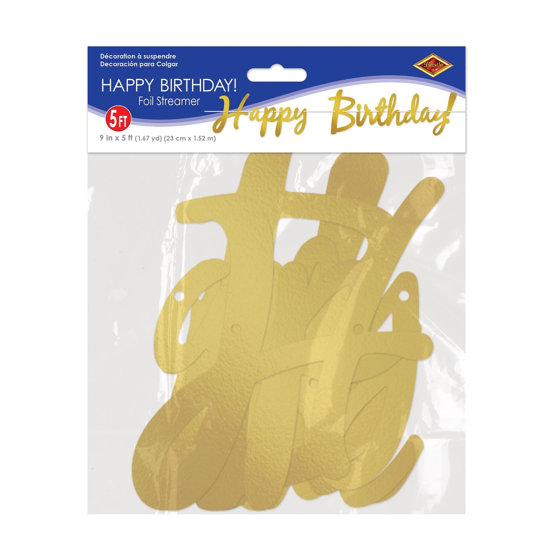 12 Pack Gold Foil Happy Birthday Party Streamers - Perfect for Birthday Decorations, Party Supplies & Celebrations