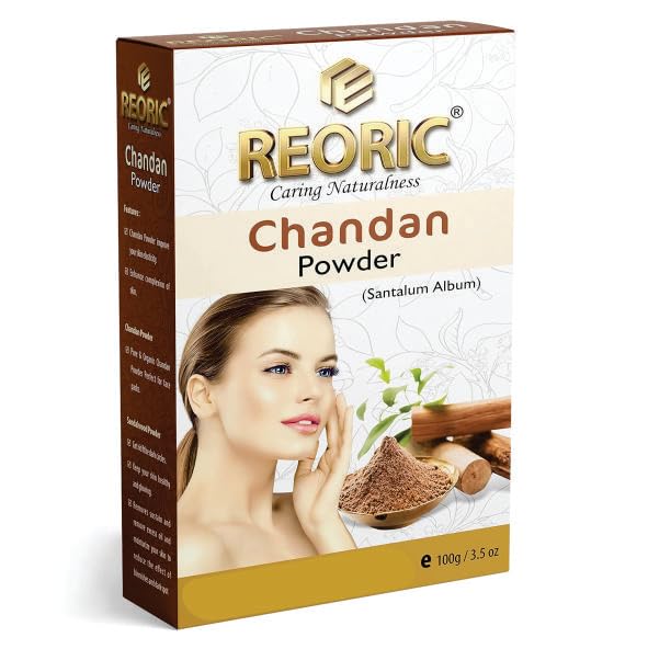 Organic Sandalwood Powder (Chandan) 100g - Pure & Natural for Skin Care, Face Masks, Body Scrubs & Puja Rituals - Reoric Premium Quality