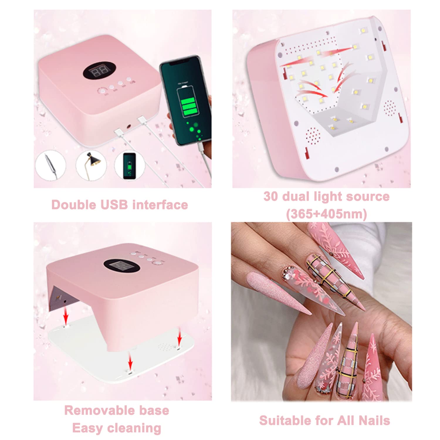 54W Cordless UV LED Nail Lamp - Professional Portable Rechargeable Nail Dryer with 3 Timer Settings, Sensor & LCD Display | Perfect for Home Manicures & Salon Nail Art Services | Fast Drying for Gel Polish & Acrylic Nails