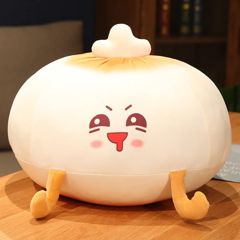 Kawaii Soft Plush Fried Baozi Pillow - 40cm Cute Stuffed Food Toy, Cartoon Doll Sofa Cushion for Home Decor & Creative Gifts (Bend Eyes Style) - Perfect for Anime Lovers, Bedroom Decor, and Cozy Lounge Comfort