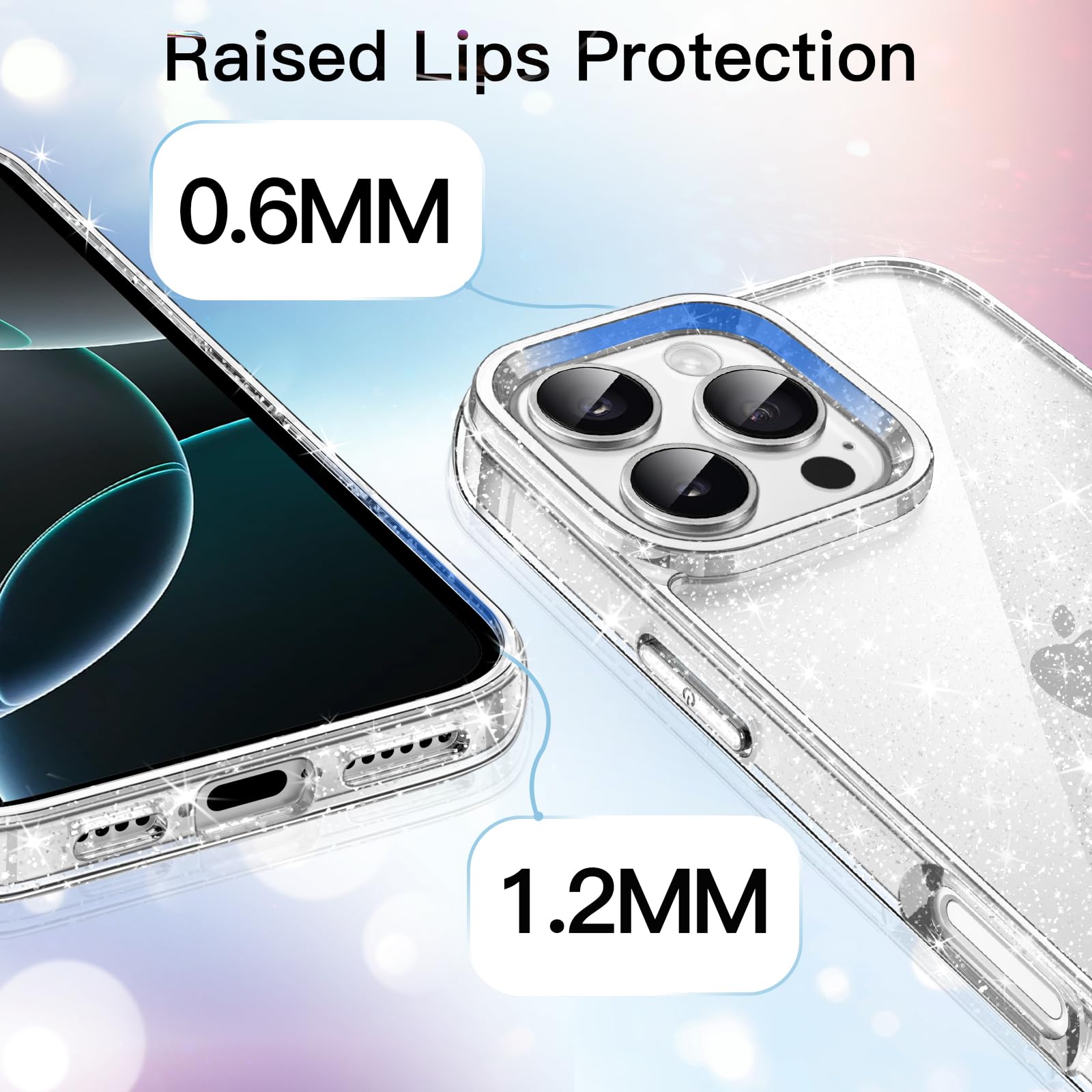 JETech Glitter Case for iPhone 16 Pro Max 6.9-Inch | Sparkly Bling Shockproof Bumper Cover | Cute Protective Phone Case for Women & Girls (Clear) | Perfect for Parties, Daily Use & Gift Giving