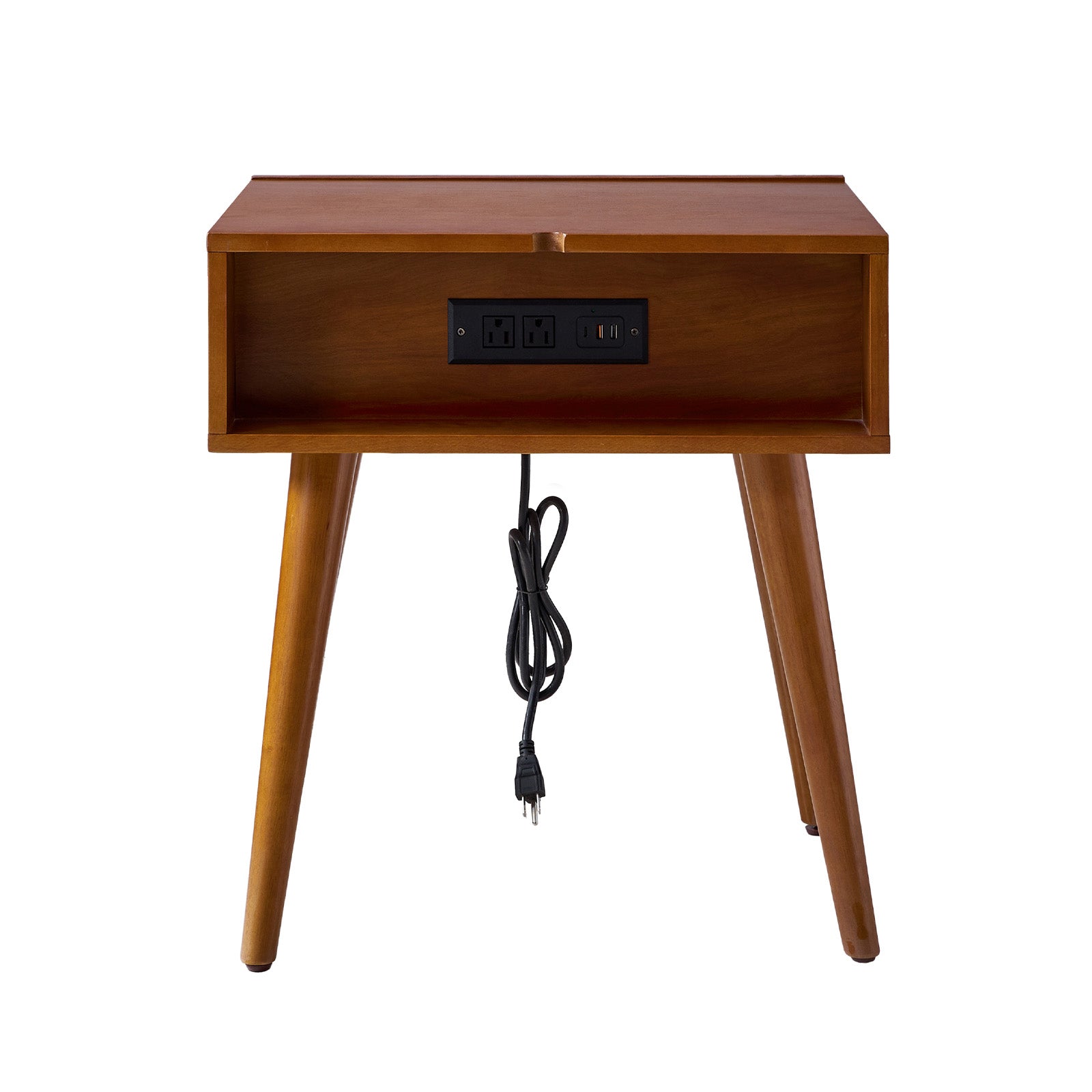 Vivian Mid-Century Modern Nightstand with USB Charging Station - Wooden Bedside Table with Drawer & Shelf - Perfect for Bedroom, Living Room, or Guest Room - Fast Charging & Stylish Storage Solution