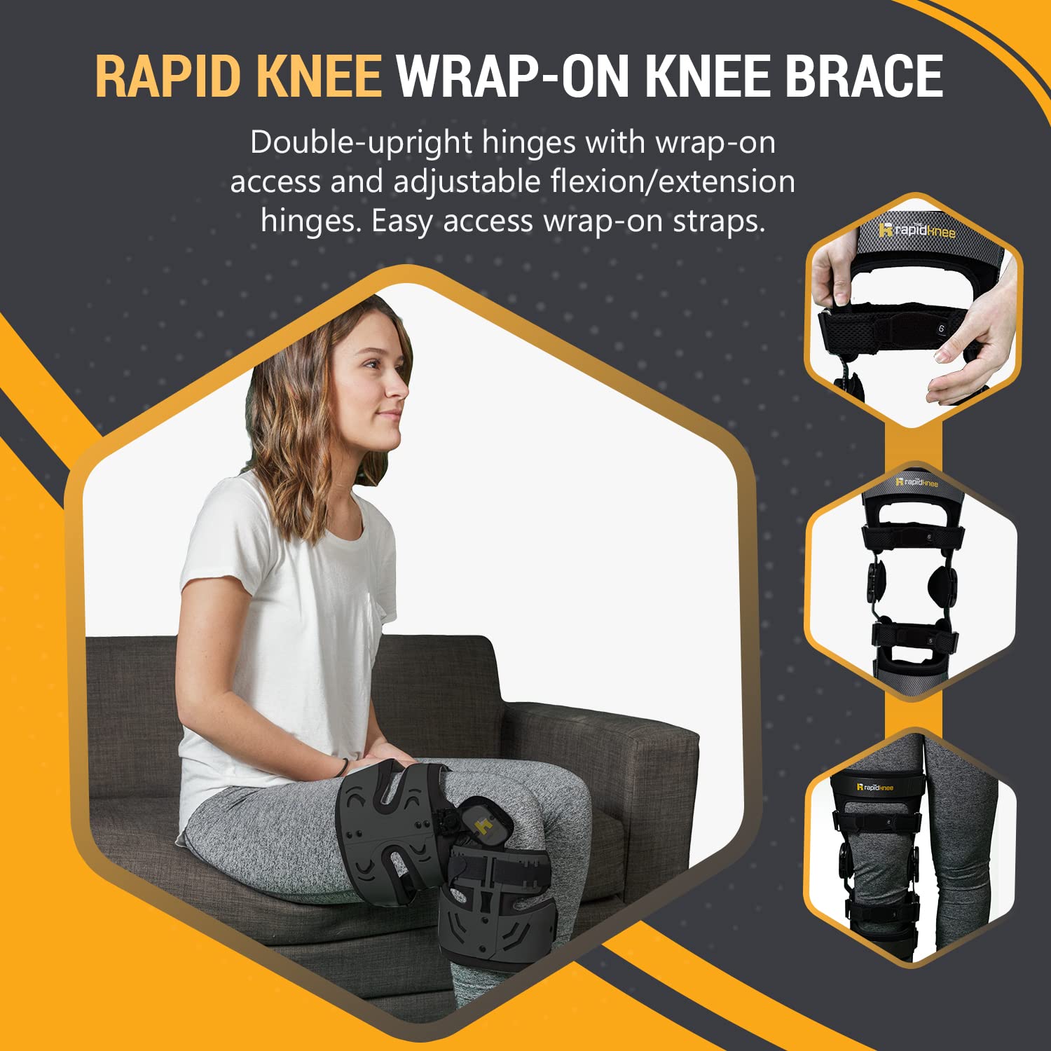 Rapid Knee 200 Rigid Wrap-On Knee Brace XL - Support for Running, Sports & Arthritis Pain Relief