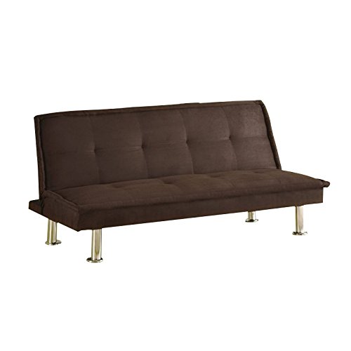 Furniture of America Kaleo Microfiber Convertible Futon Sofa Bed - Dark Espresso Brown - Space Saving Sleeper Sofa for Small Apartments, Guest Rooms & Dorm Living