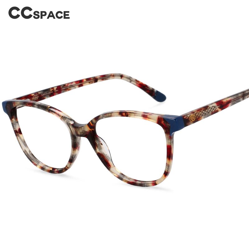 CCspace Women's Full Rim Round Acetate Frame Eyeglasses 54552 - Stylish & Lightweight Reading Glasses for Women, Perfect for Office, Reading & Everyday Use