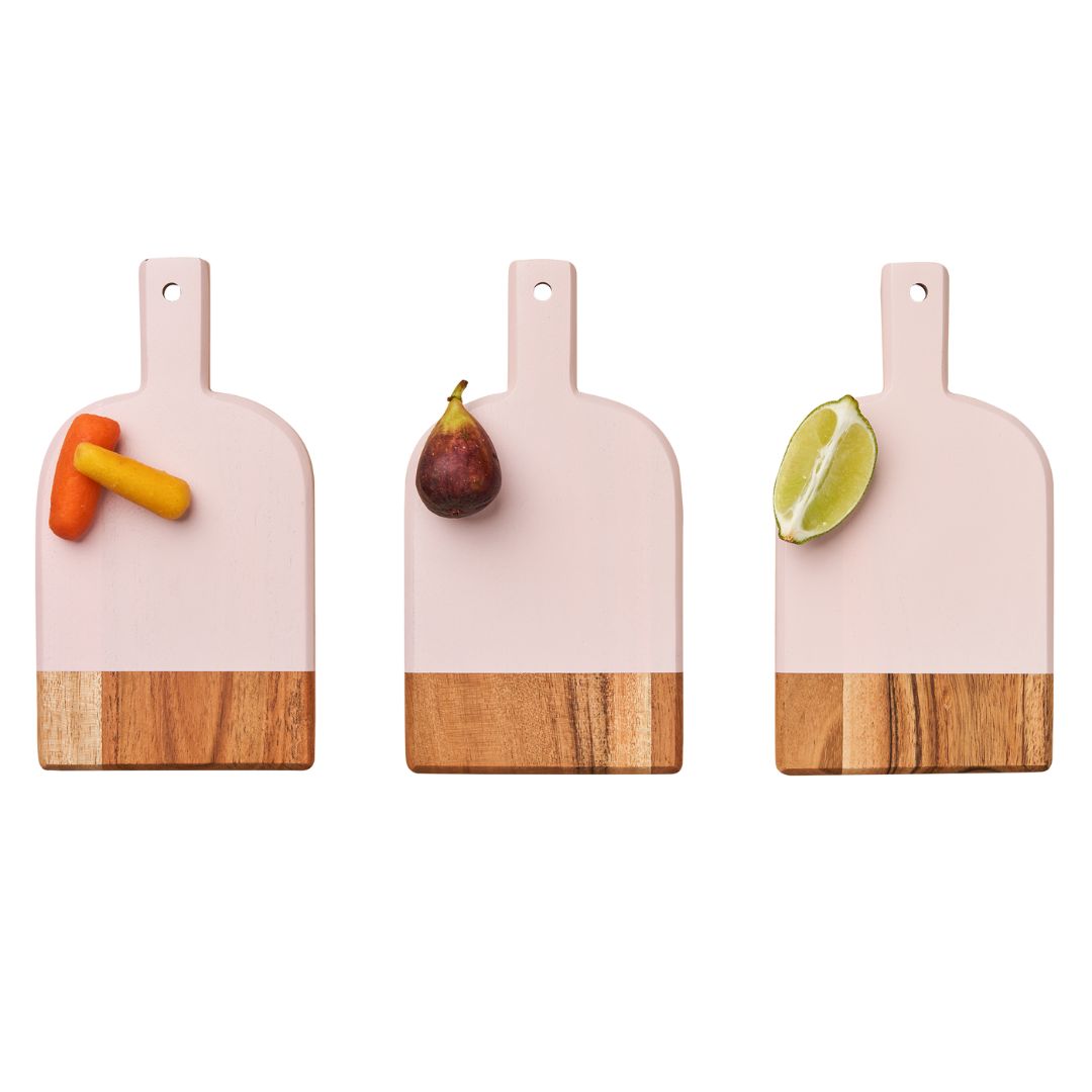 Mini Bevel Boards Set of 3 with Ribbon - Pink Wooden Sign Plaques 8 x 4.25 Inches - Perfect for Baby Showers, Weddings, and Home Decor