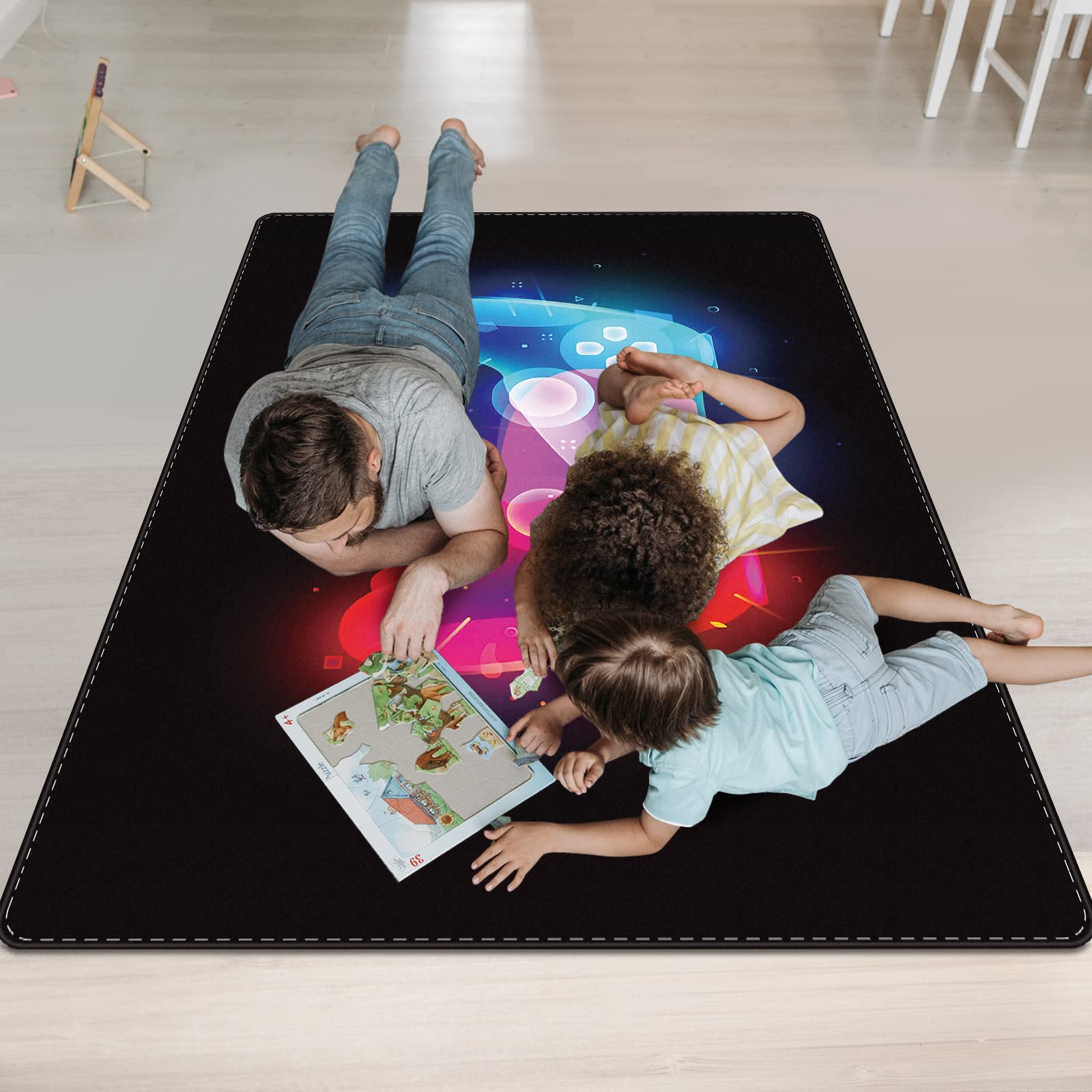 59x39in Large 3D Controller Gaming Rug - Non-Slip Game Room Carpet for Boys, Girls & Teens - Perfect for Bedroom, Living Room & Playroom Decor - Gamer Gift Idea