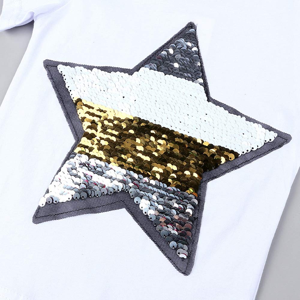 Kids Magic Flip Sequins T-Shirt - Short Sleeve Crew Neck Top for Play & School
