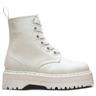 Molly White Glitter Platform Boots for Women - Chunky Heel Party Shoes for Night Out, Halloween, Cosplay & Festivals