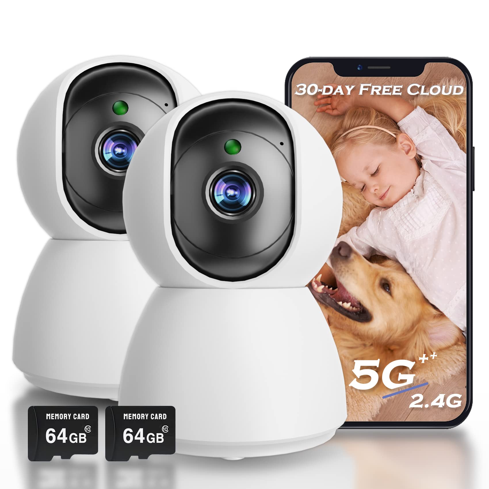 4MP Indoor Security Camera with 2K Resolution - 360° PTZ Wireless Baby Monitor & Pet Camera, 5G/2.4G WiFi, Night Vision, Motion Detection, Alexa Compatible - Ideal for Home Security, Baby Monitoring & Pet Watching