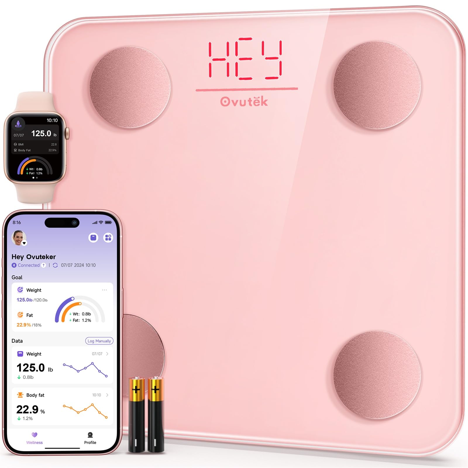 Smart Digital Bathroom Scale with BMI & Body Fat Measurement - 400lb Capacity Bluetooth Body Composition Analyzer with Smartphone App for Health Tracking - Perfect for Home Gym, Weight Loss & Fitness Enthusiasts