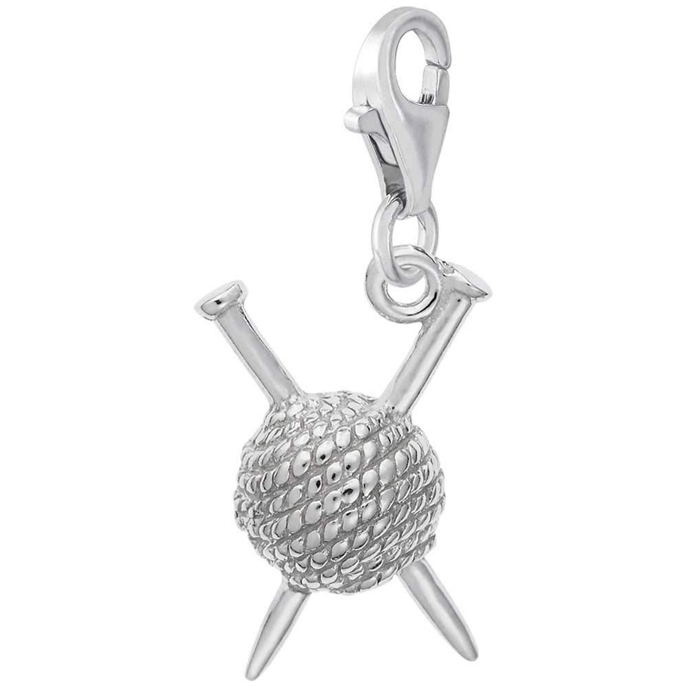 Rembrandt Sterling Silver Knitting Charm Pendant with Lobster Clasp - Perfect for DIY Jewelry Making, Bracelet Charms & Craft Projects
