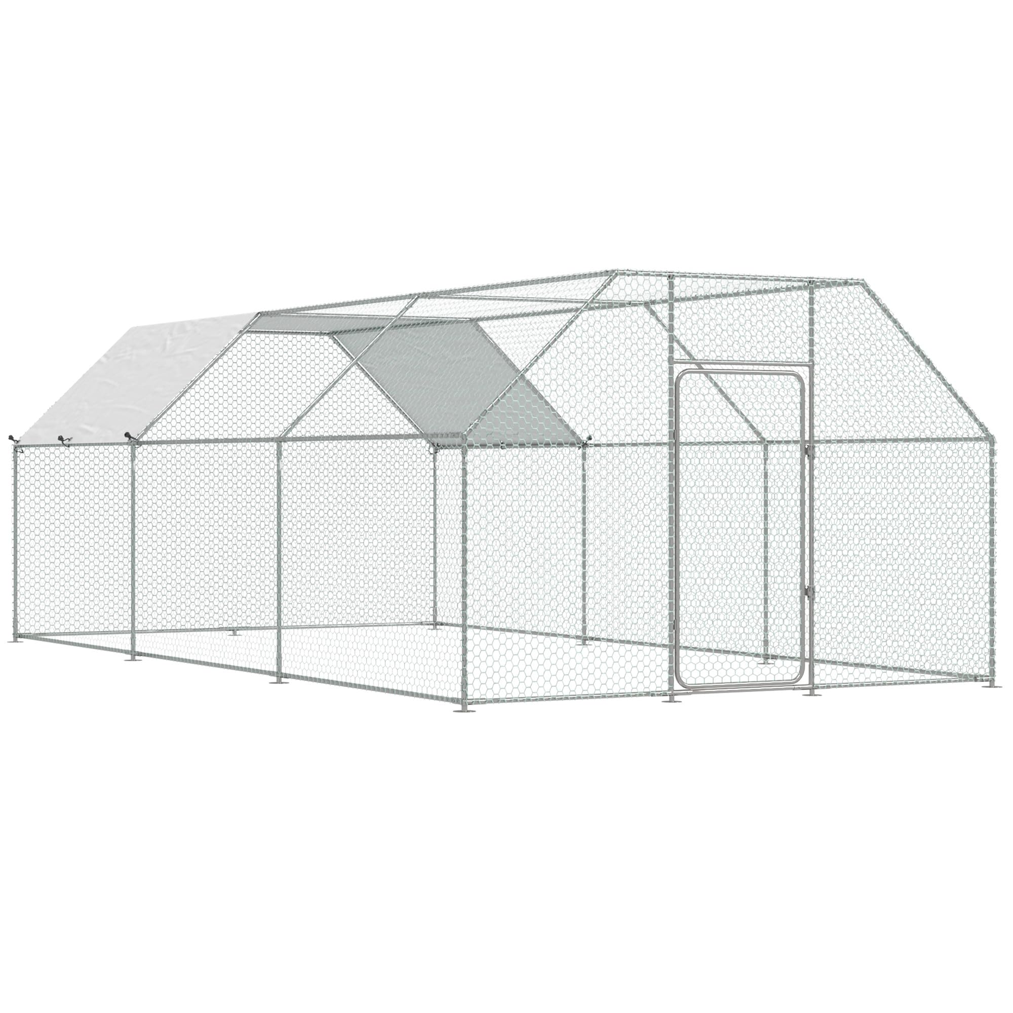 Esright 19.5x10x6.4 FT Extra Large Walk-In Metal Chicken Coop with Cover - Outdoor Poultry Pen for Backyard, Farm & Garden - Heavy Duty Hen House for 15-20 Chickens, Ducks & Small Animals | Perfect for Free-Range Farming, Urban Homesteading & Backyard Chicken Keeping