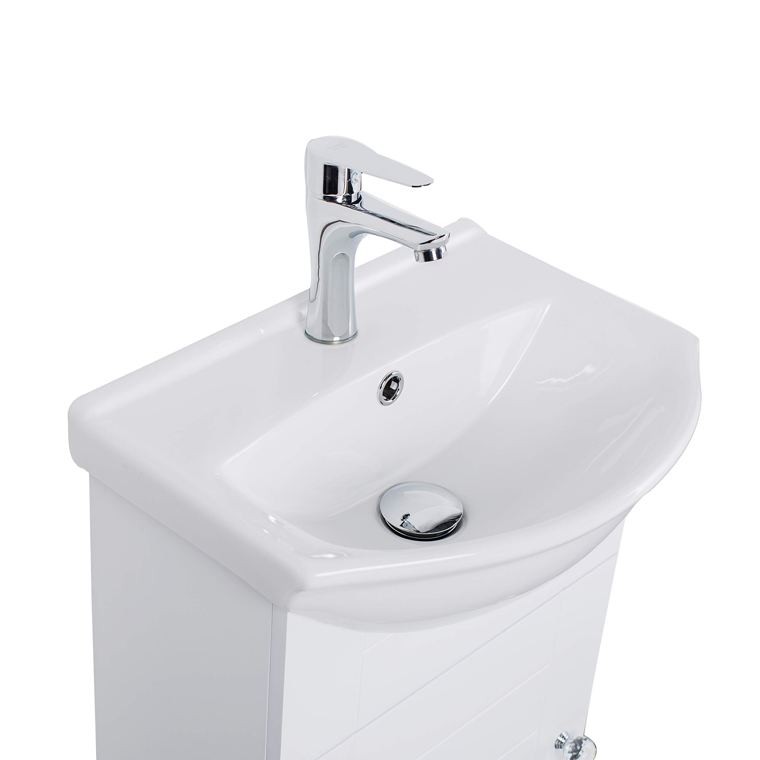 Modern White Ceramic Bathroom Sink with Overflow - 18 3/8 Inch Porcelain Basin for Vanity, Powder Room & Guest Bathroom - Perfect for Contemporary Home Decor
