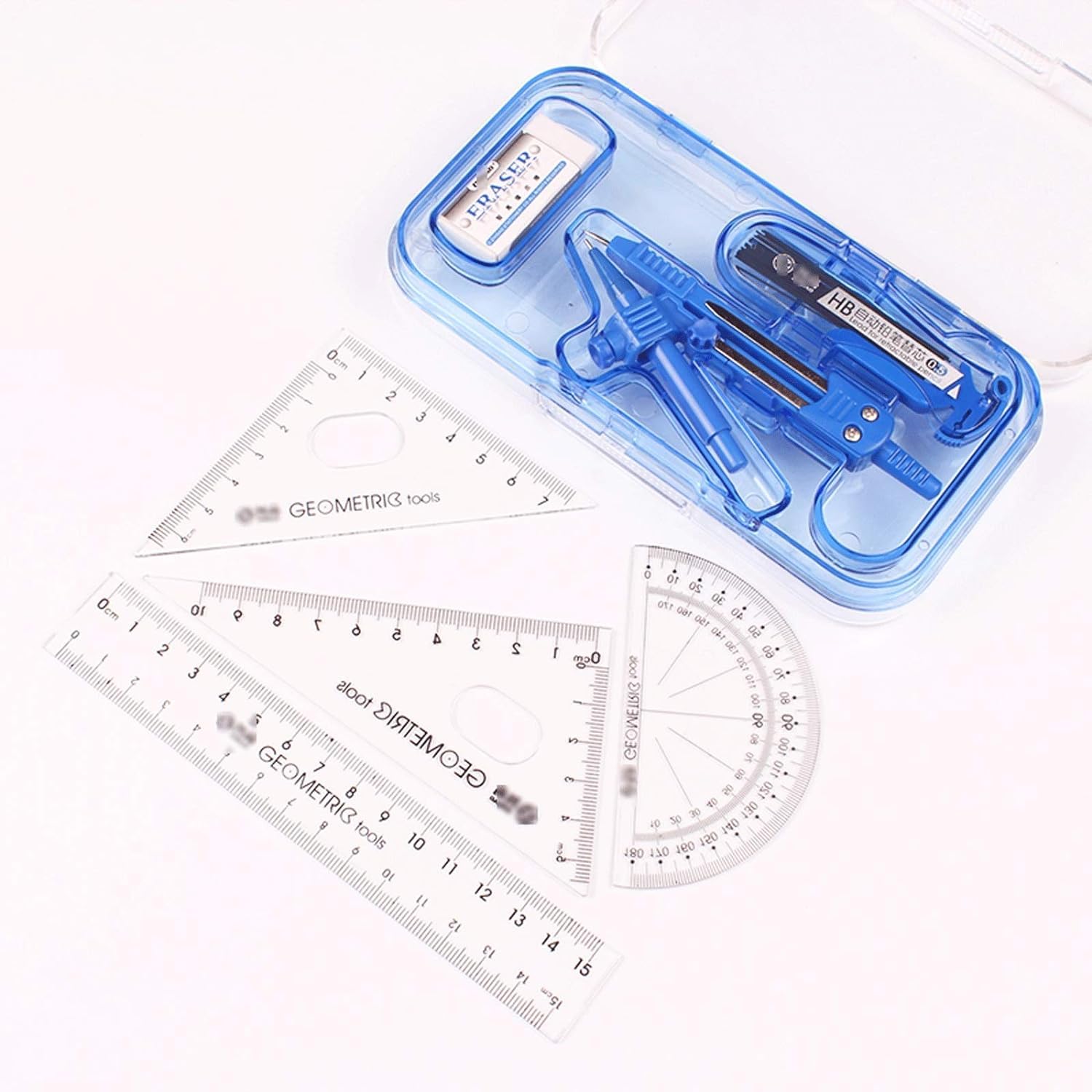 Precision Multi-Function Drawing Compass Set with Ruler, Protractor, Mechanical Pencil & Eraser - Perfect for Geometry, Engineering & Art Projects