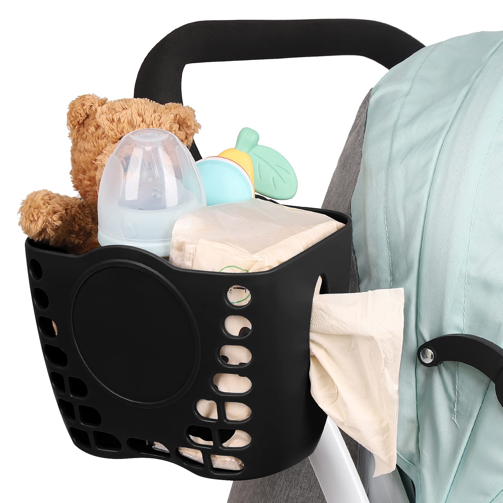 Universal 360° Rotatable Large Cup Holder for Stroller, Bike, Wheelchair & Walker - Durable Drink Holder Basket with Wide Opening | Perfect for Parents, Cyclists & Mobility Aid Users