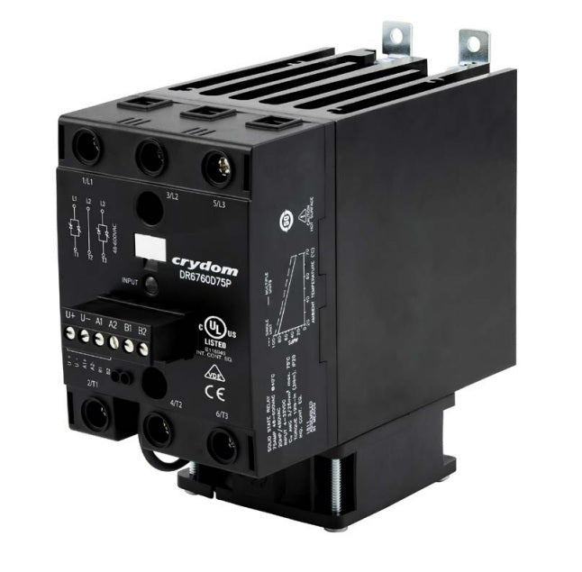 3 Phase Solid State Relay with Heatsink - 50A 480-600VAC Load, 4-32VDC Control, Random Crossing | Overvoltage Protection & LED Indicator | for Industrial Automation, HVAC Systems, and Motor Control Applications