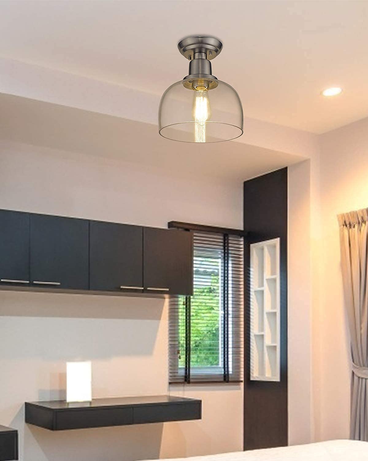 EAPUDUN 3-Light Linear Chandelier - Brushed Nickel Finish with Clear Glass Shade - Modern Farmhouse Lighting for Kitchen Island, Dining Room, Foyer, Hallway & Entryway - Perfect for Home Decor and Interior Design