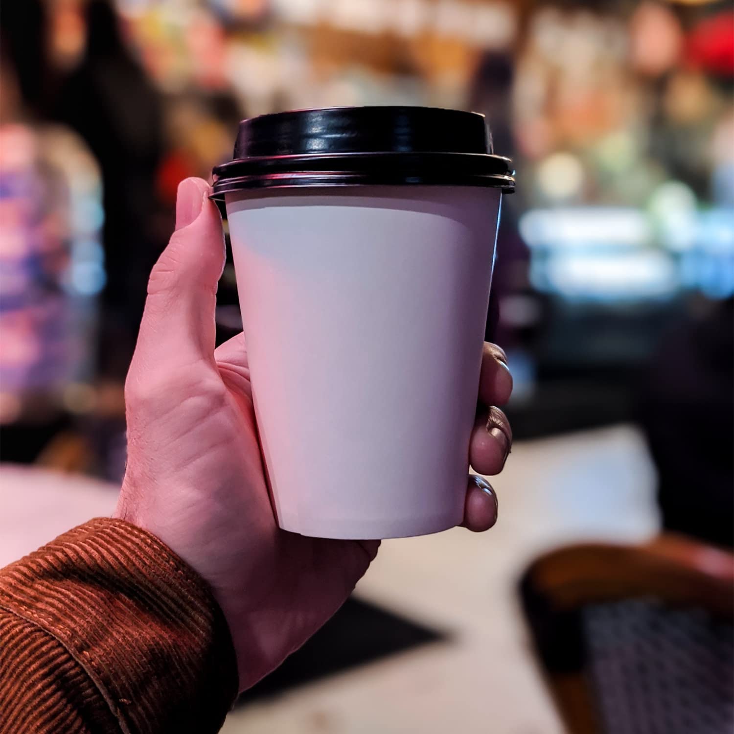 Smygoods 12oz Disposable Coffee Cups with Lids - 100 Pack Bulk Coffee & Tea Cups for Hot/Cold Beverages - Perfect for Office, Cafes, Restaurants, and Home Use