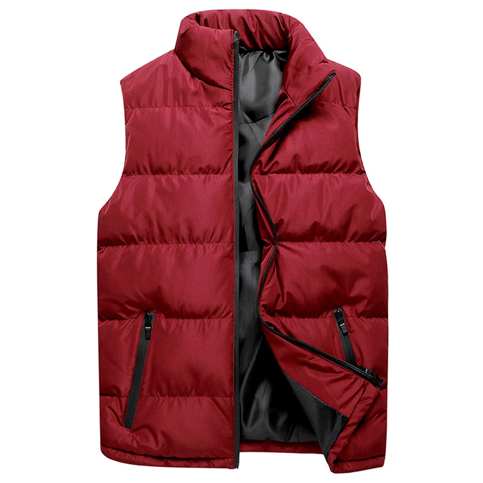 Big and Tall Men's Winter Vest Jacket - Warm Stand Collar Coat for Autumn & Winter - Fashionable Top Blouse for Casual & Formal Wear