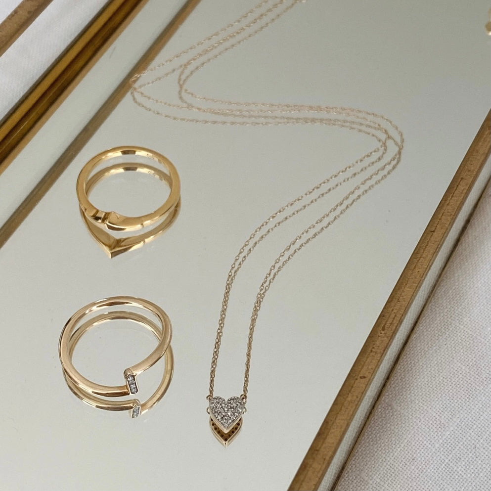 10k Gold Diamond Pave Heart Necklace for Women - Elegant Valentine's Day Gift, Anniversary Jewelry, Romantic Date Night Accessory