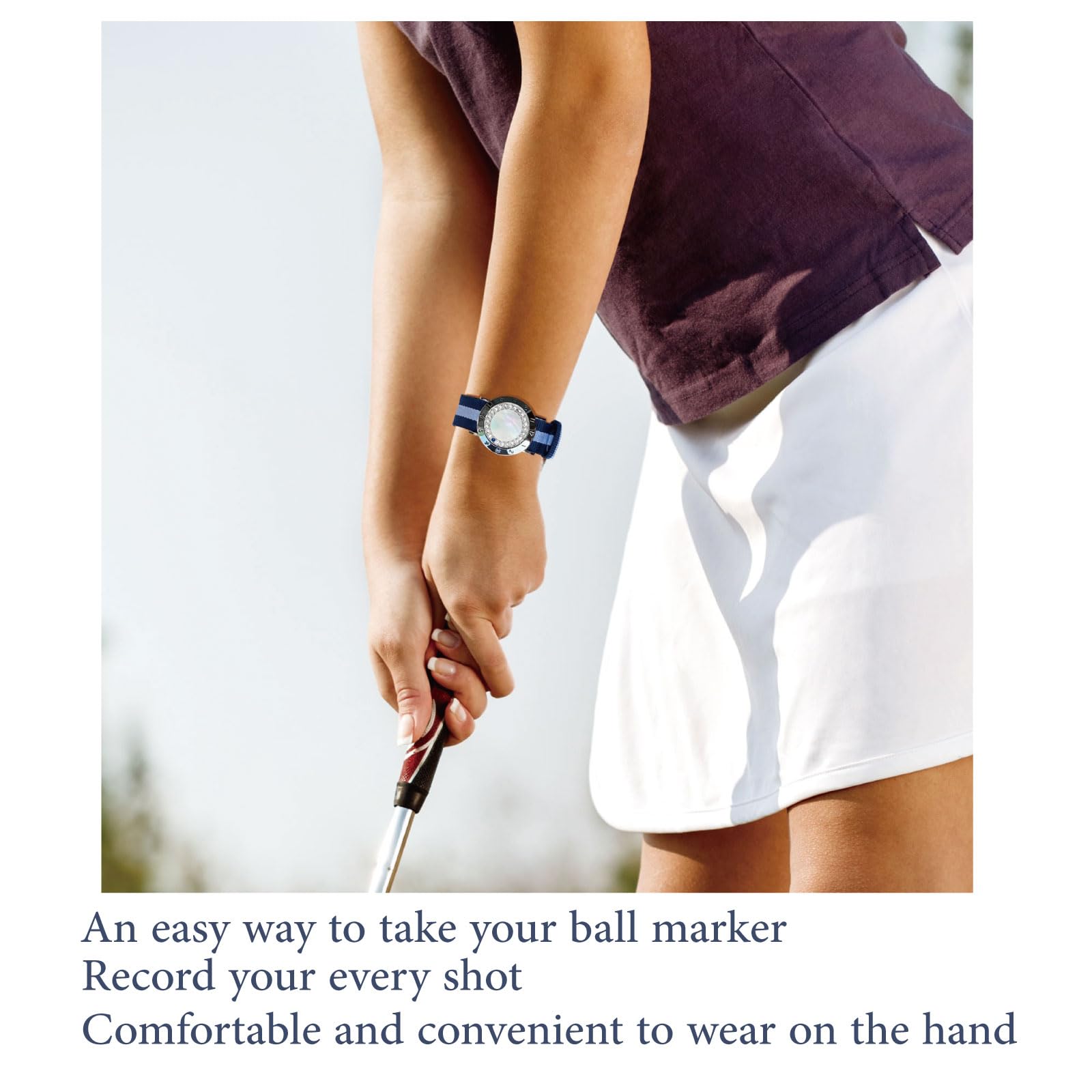 Pearl Crystal Golf Ball Marker with Stroke Counter Bracelet - Stylish Golf Accessories & Gifts for Women - Perfect for Tracking Scores on the Course & Golf Tournaments
