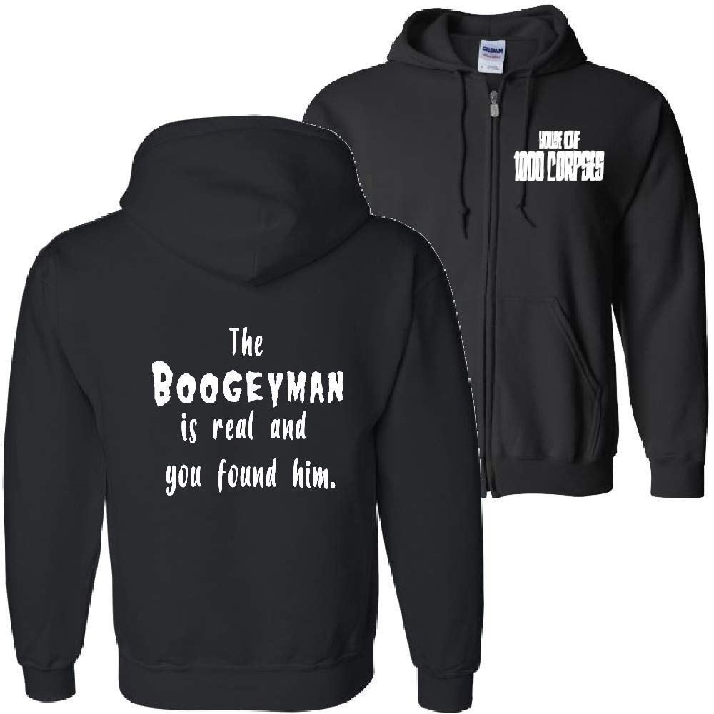 House of 1000 Corpses Otis Boogeyman Zip Up Black Hoodie - Horror Movie Merchandise | Perfect for Halloween Costumes, Horror Conventions & Rob Zombie Fans