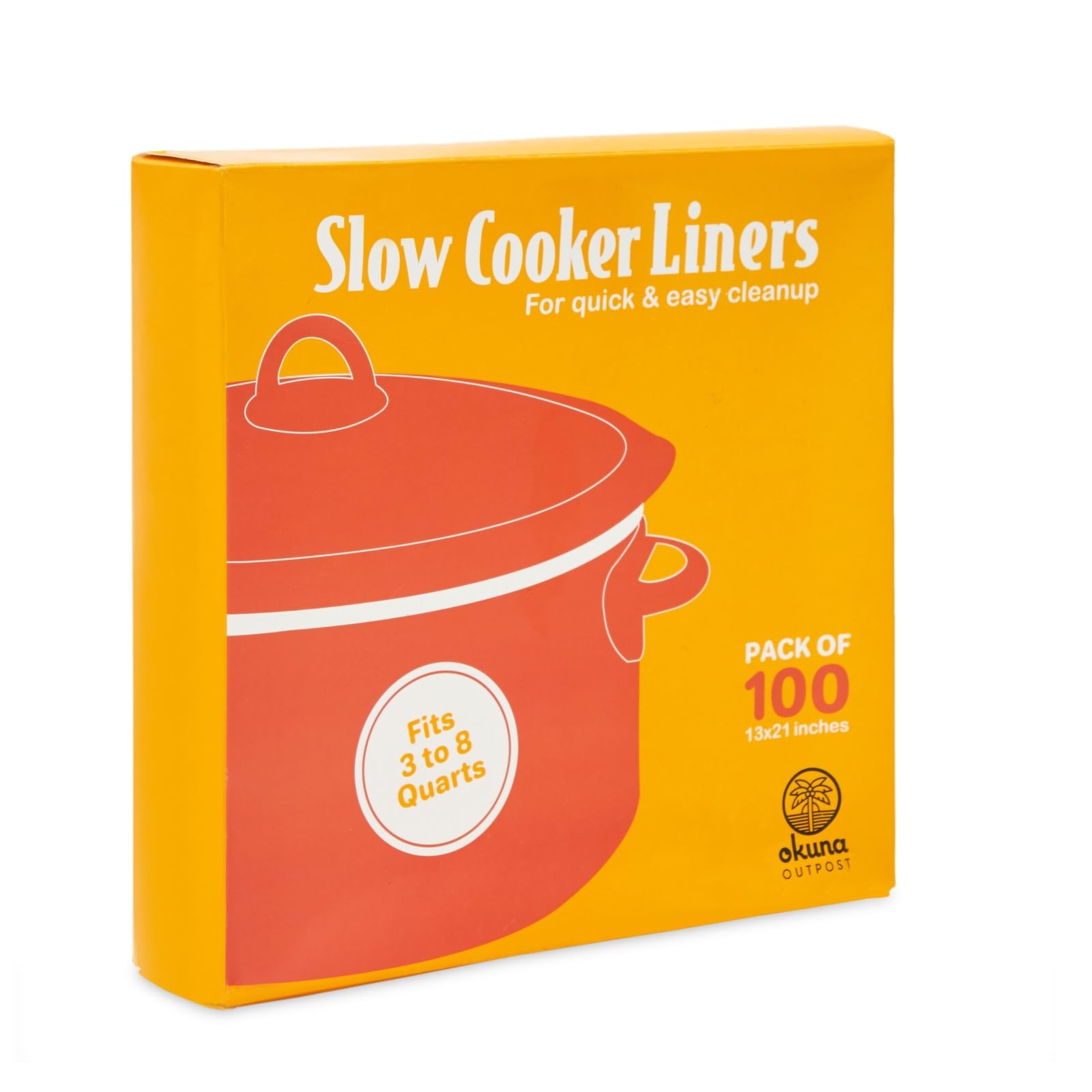 Slow Cooker Liners - 100 Pack Disposable Clear Plastic Cooking Bags for Oval & Round Pots (3-8 QT, 13x21 in) | Easy Clean Up, Regular Size | Perfect for Meal Prep, Family Dinners & Holiday Cooking