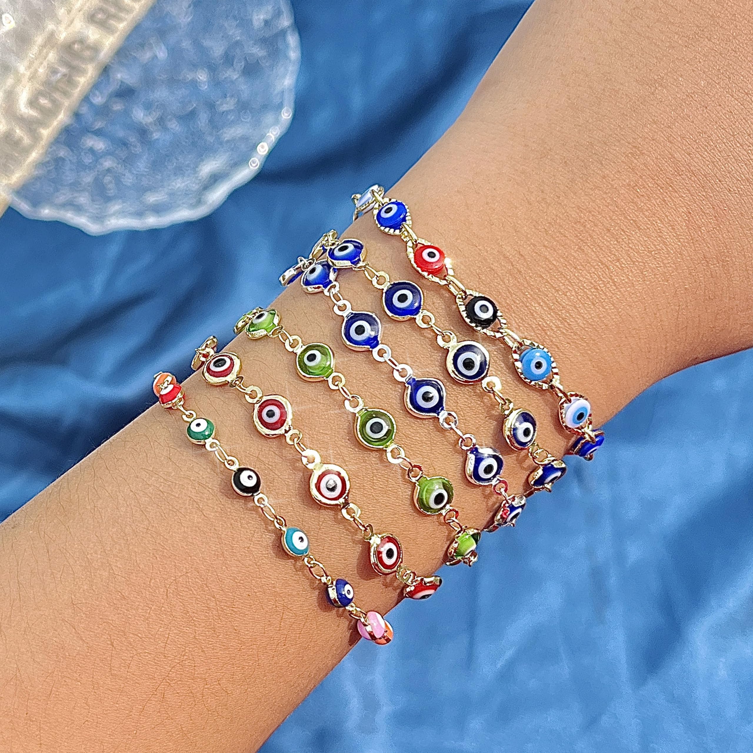 Trendy Dainty Gold Evil Eye Bracelet for Women - Turkish Lucky Hand Chain Jewelry Gift for Birthday, Anniversary & Everyday Wear