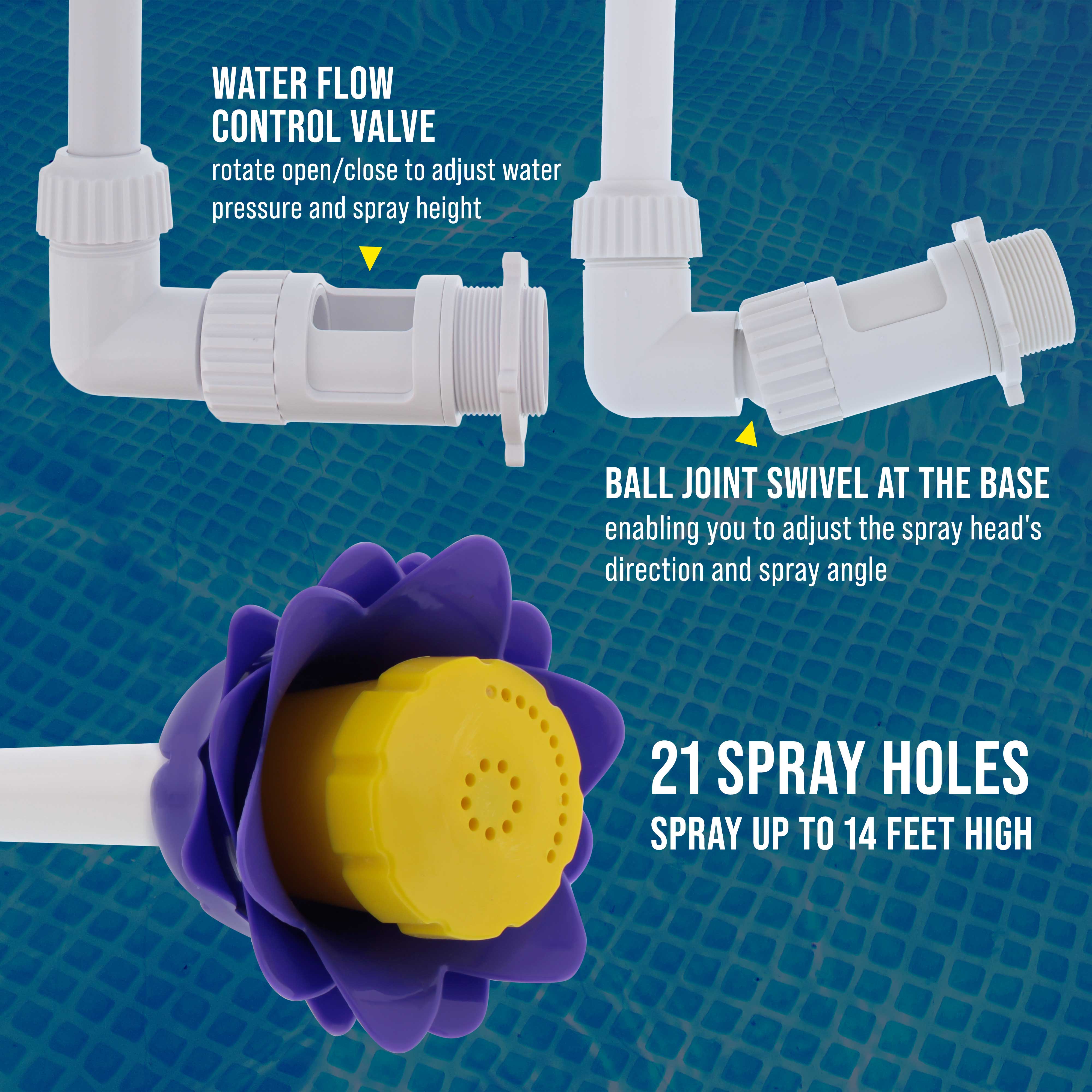 Adjustable Flower-Shaped Pool Waterfall Fountain - Cooling Spray Aerator for Swimming Pools | Perfect for Backyard Relaxation & Summer Water Fun
