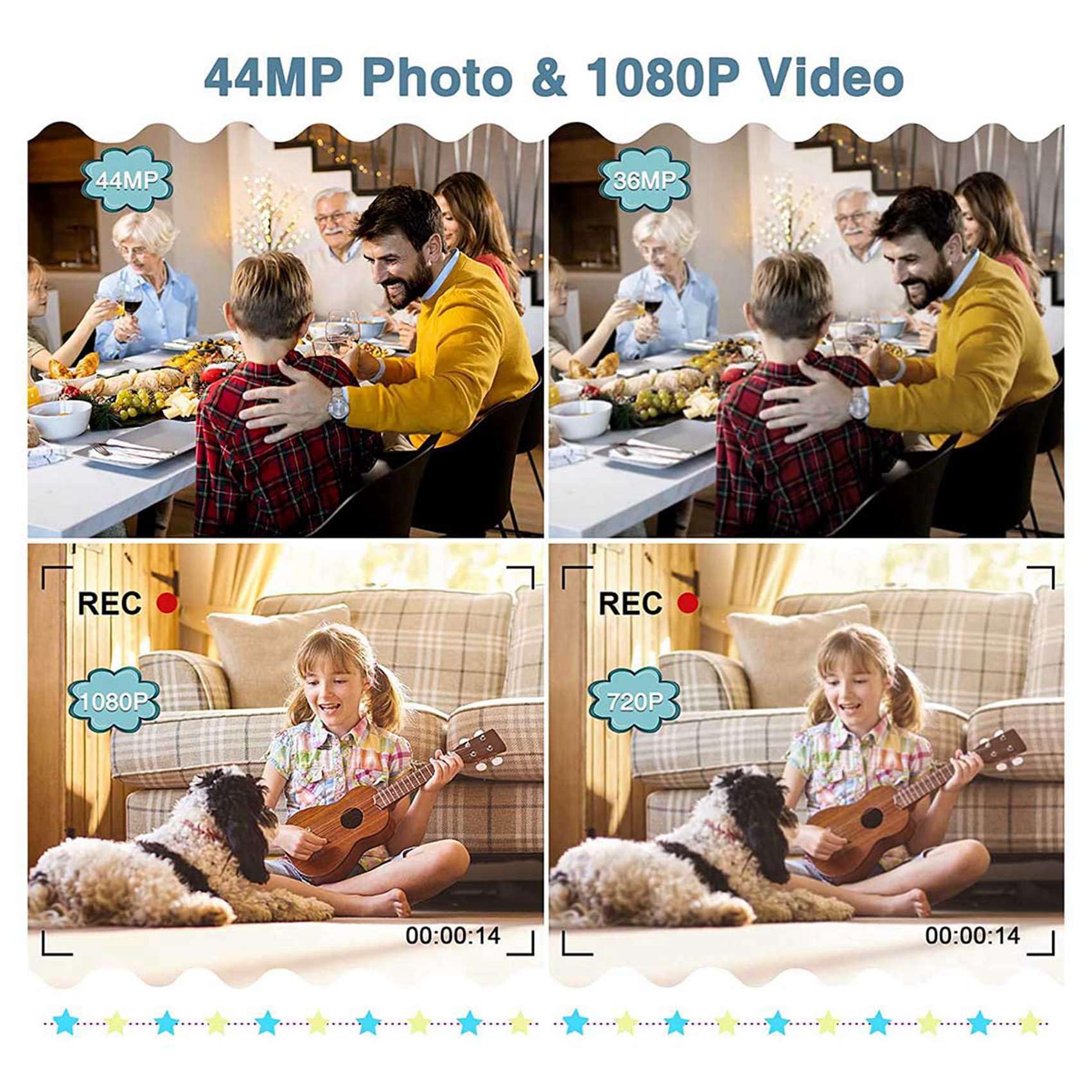 2X 1080P HD Digital Camera 44MP - Compact 2.4