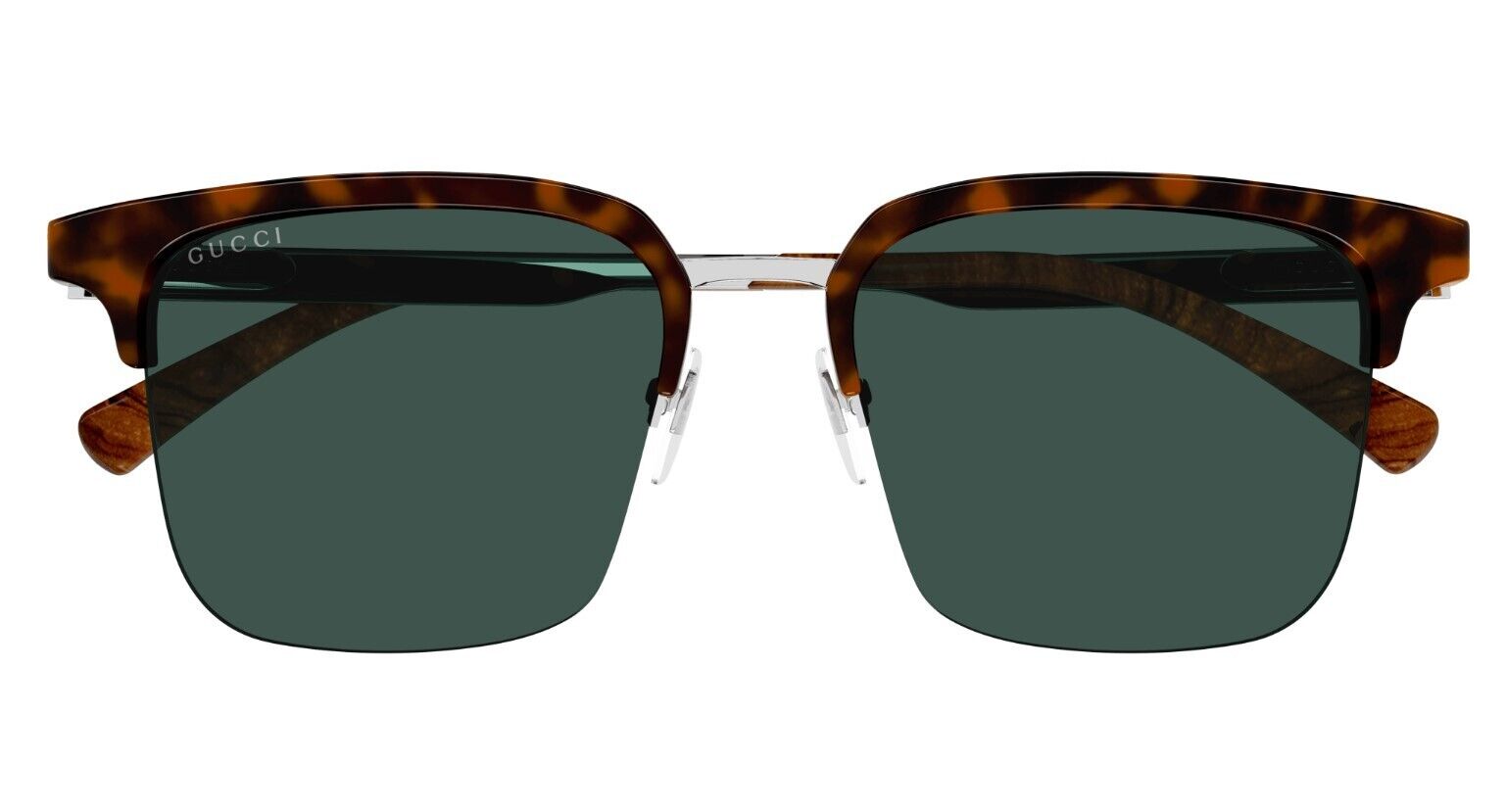 Gucci GG1226S 003 Havana/Green Browline Sunglasses for Men - UV Protection, Retro Style, Luxury Fashion Accessory for Summer, Beach, Driving & Outdoor Activities