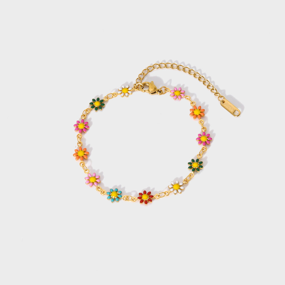 Charming Enamel Flower Bracelet & Necklace Set for Women - Elegant Jewelry Gift for Birthday, Anniversary & Valentine's Day | JDB635 | Perfect for Everyday Wear, Date Nights & Special Occasions