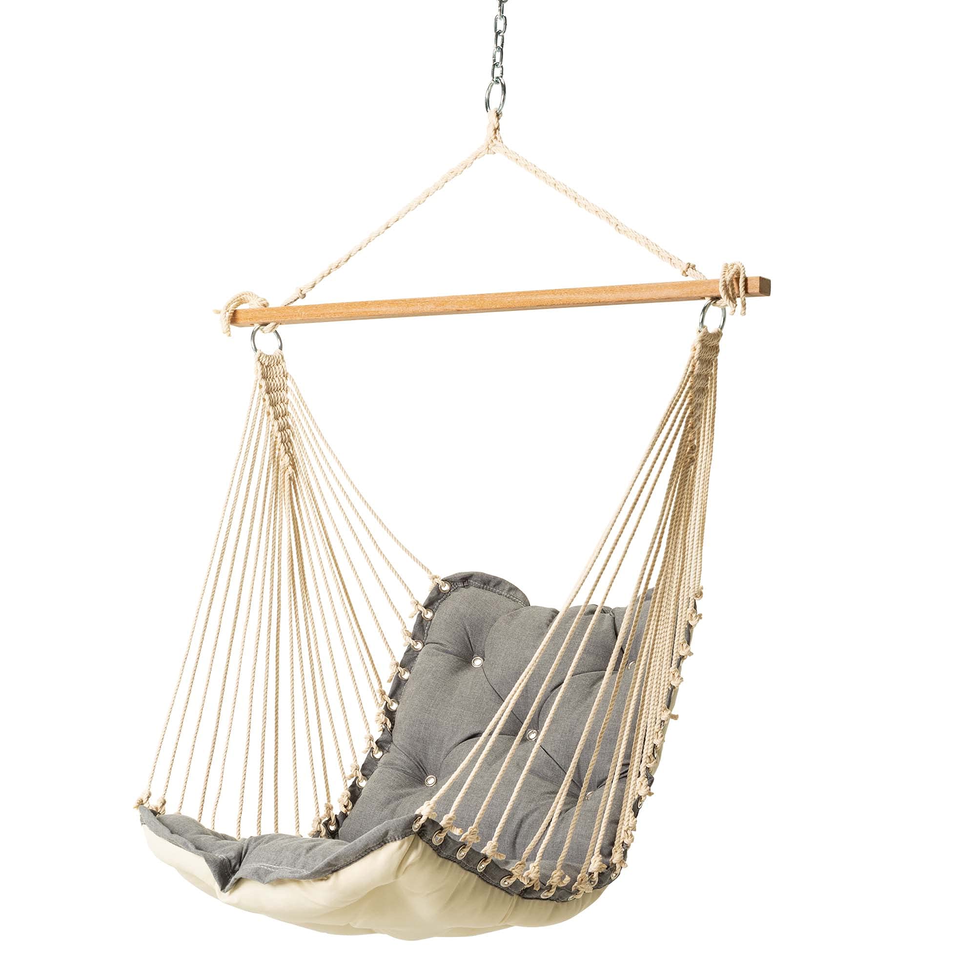 Hatteras Hammocks Cast Slate Sunbrella Tufted Single Swing - 300 LB Weight Capacity, Handcrafted in USA - Perfect for Indoor, Outdoor, Patio, Garden & Backyard Relaxation