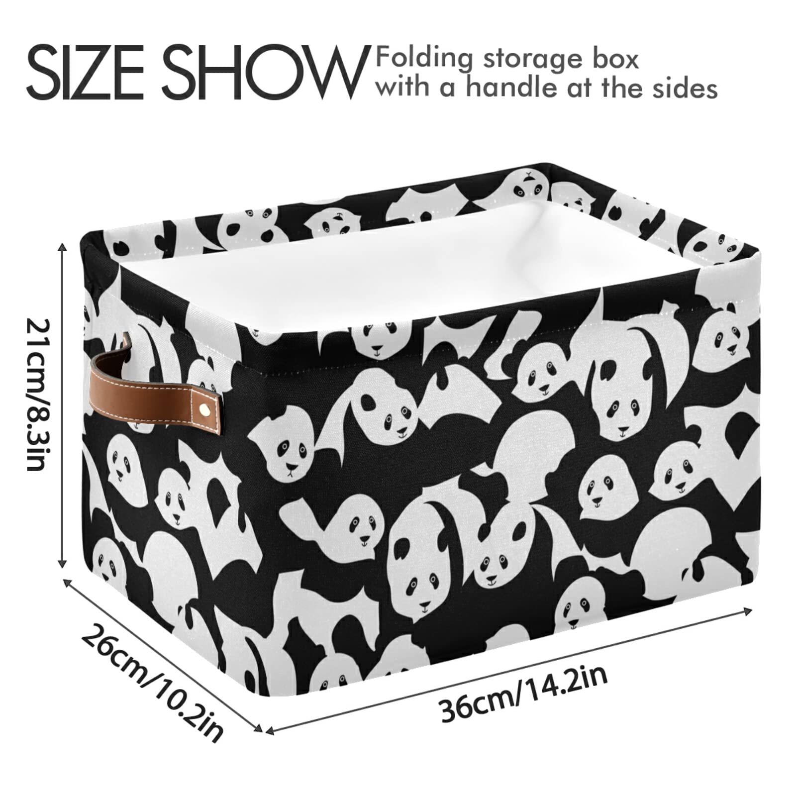 ALAZA Dinosaur Toy Storage Basket - Waterproof Baby Shower Organizer Bin Box for Nursery, Kids Room & Playroom (14.2x10.2x8.3 Inches, Panda Black White) - Perfect for Storing Stuffed Animals, Books & Toys