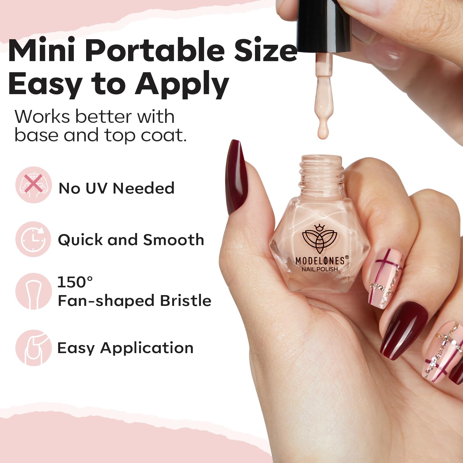 Modelones 6 Colors Neutral Nude Nail Polish Set - Quick Dry Mini Nail Polish for Women, Nude Pink Shades - Perfect for DIY Manicure, Home Salon & Winter Nail Art - Great Gift for Women & Girls