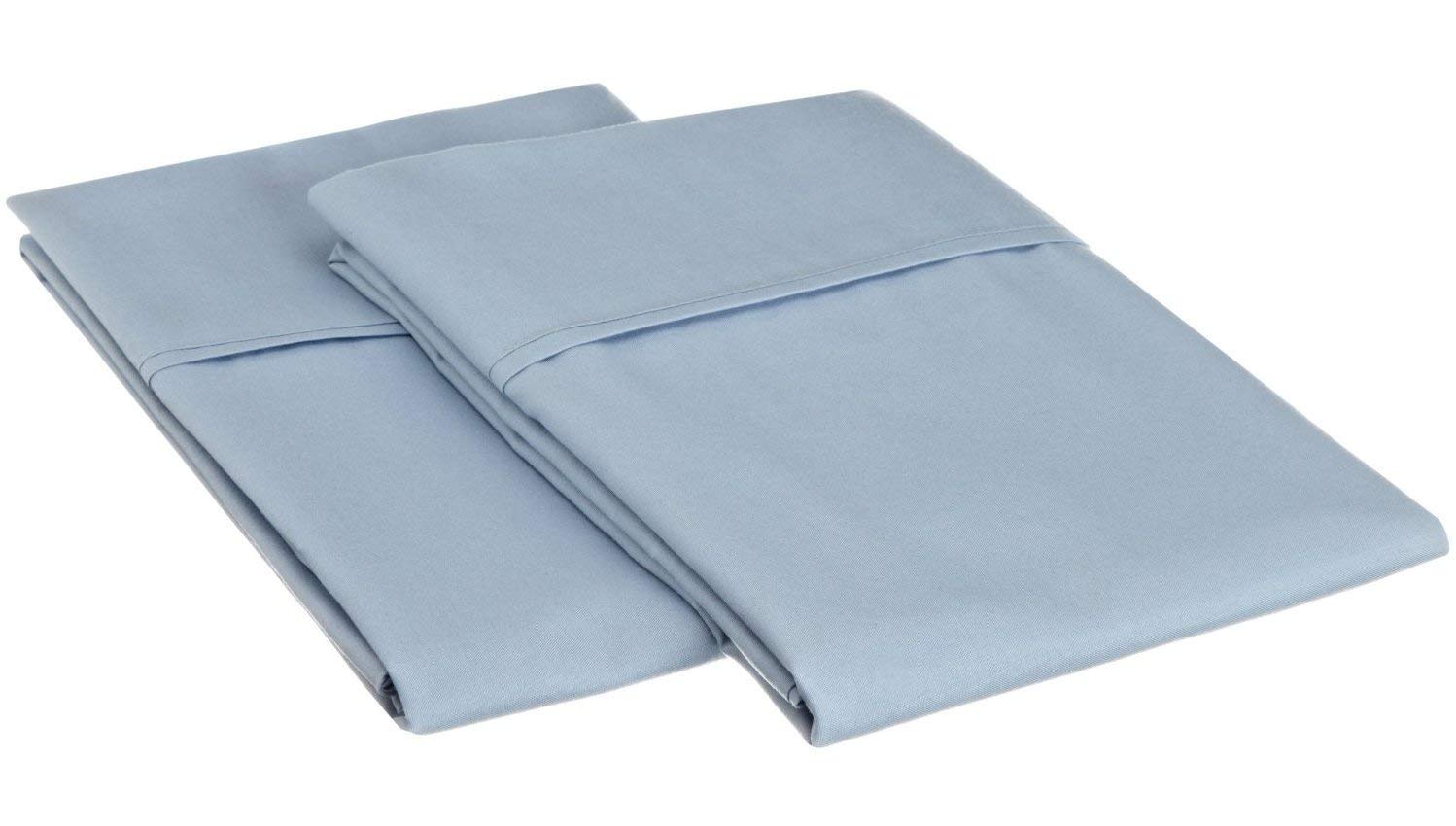 Premium 600 Thread Count Pure Cotton Blend Pillowcase Set - Wrinkle Resistant, Standard Size, Light Blue - Soft & Breathable for Ultimate Comfort (Perfect for Bedroom, Hotel, or Travel Use)