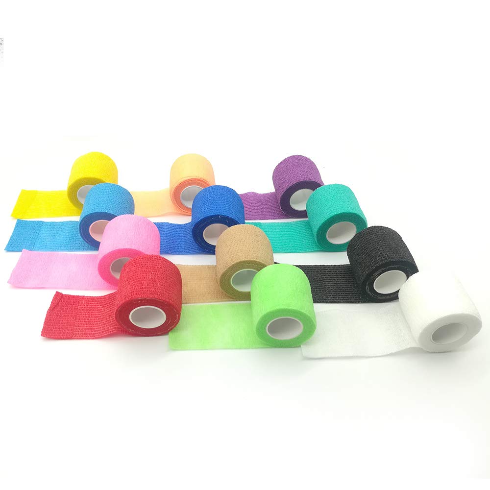 DE Rainbow Athletic Tape - 12 Pack Self Adhesive Cohesive Wrap Bandage (2