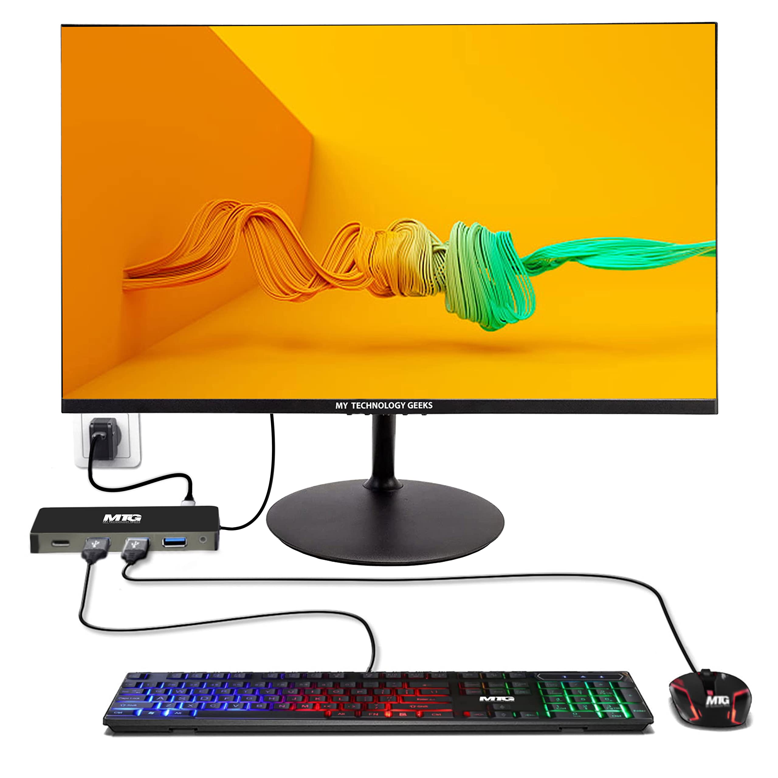 24-inch MTG Bundle: 1080p Full HD LED Monitor with 75Hz, 3ms, VESA Mount & 10-in-1 USB-C Docking Station (Power Adapter Not Included) + RGB Gaming Keyboard & Mouse Combo for Windows/Mac - Perfect for Home Office, Gaming & Productivity