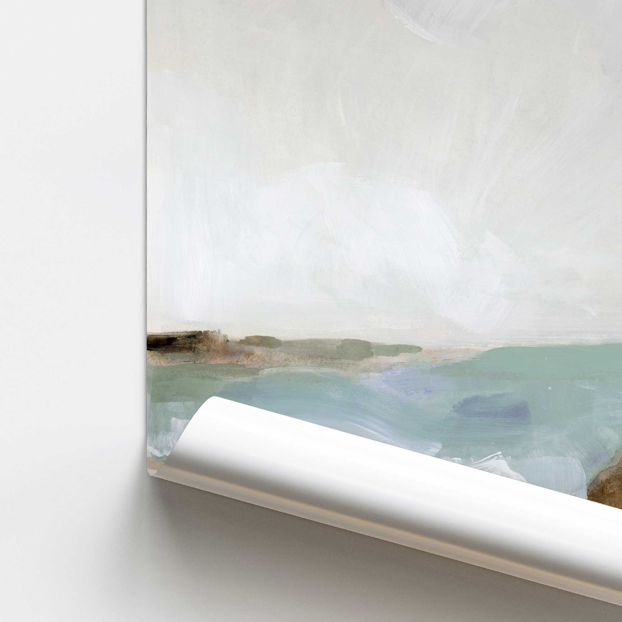 Gentle Tides and Sky - Set of 2 Coastal Wall Art Prints for Beach House Decor, Living Room, Bedroom | Ocean Wave & Sunset Landscape Paintings