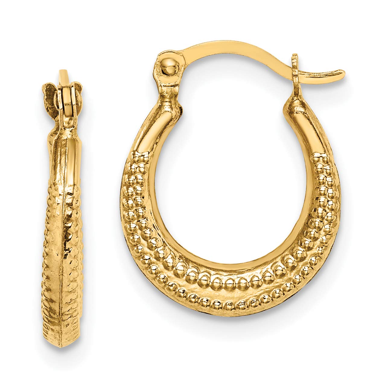 14K Yellow Gold Madi K Textured Hoop Earrings - 15.35mm Dainty Everyday Jewelry for Women, Perfect for Work, Date Night & Gifts