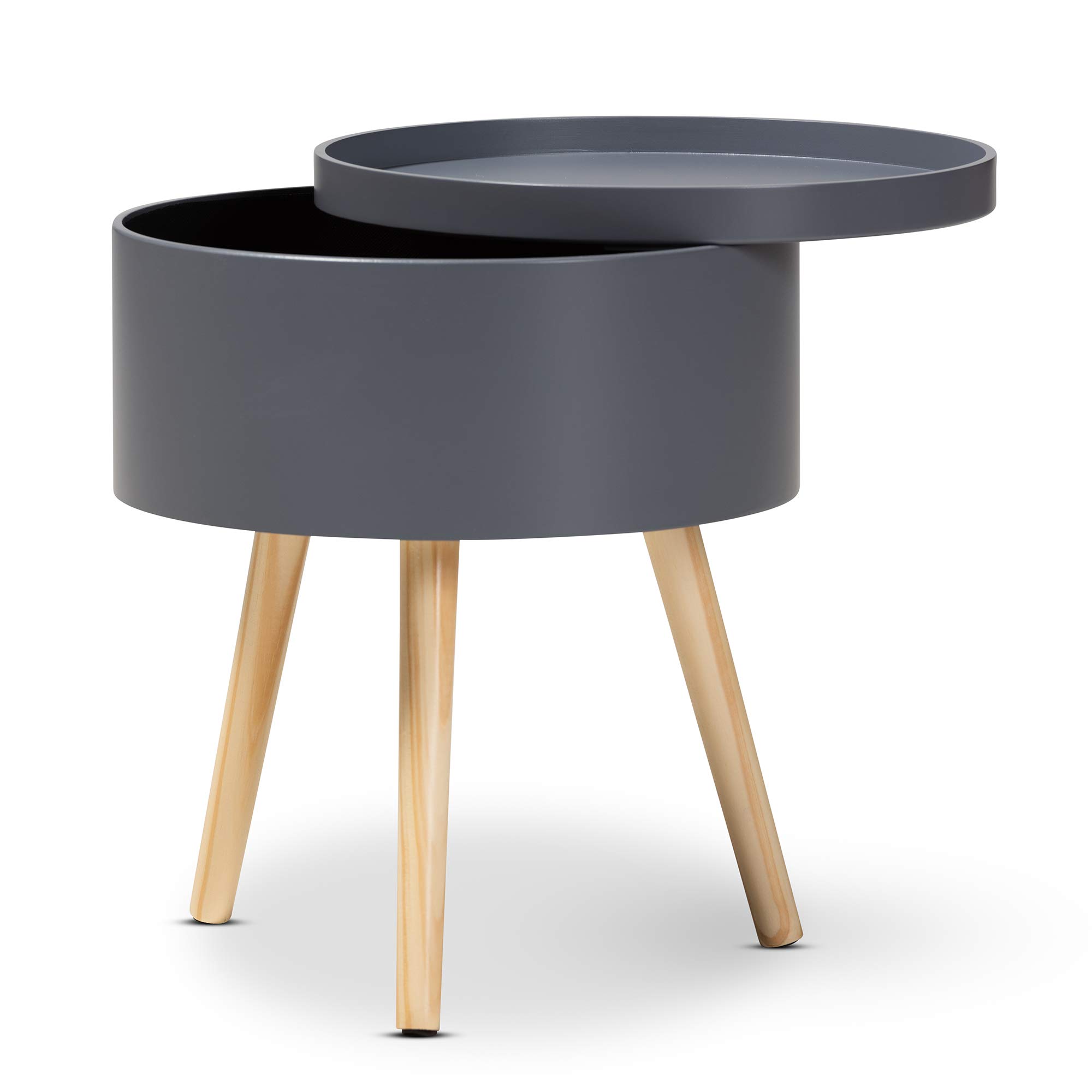 Baxton Studio Modern Nightstand with Drawer - Gray Bedside Table for Bedroom Furniture - Perfect for Small Spaces & Apartment Living