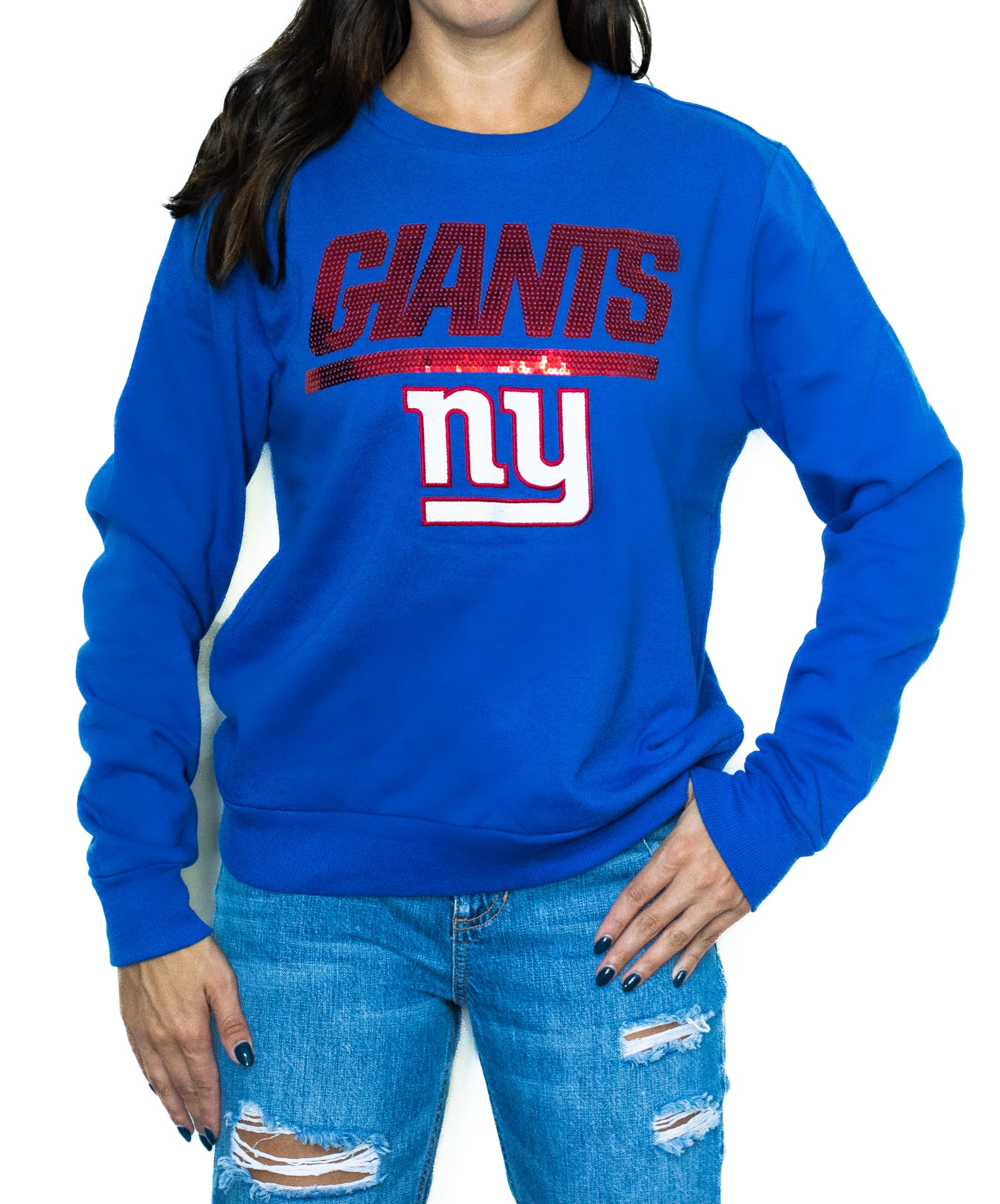 FOCO NFL Women's Sequin Bling Sweatshirt - Glamorous Team Spirit Apparel for Game Day, Parties & Casual Wear