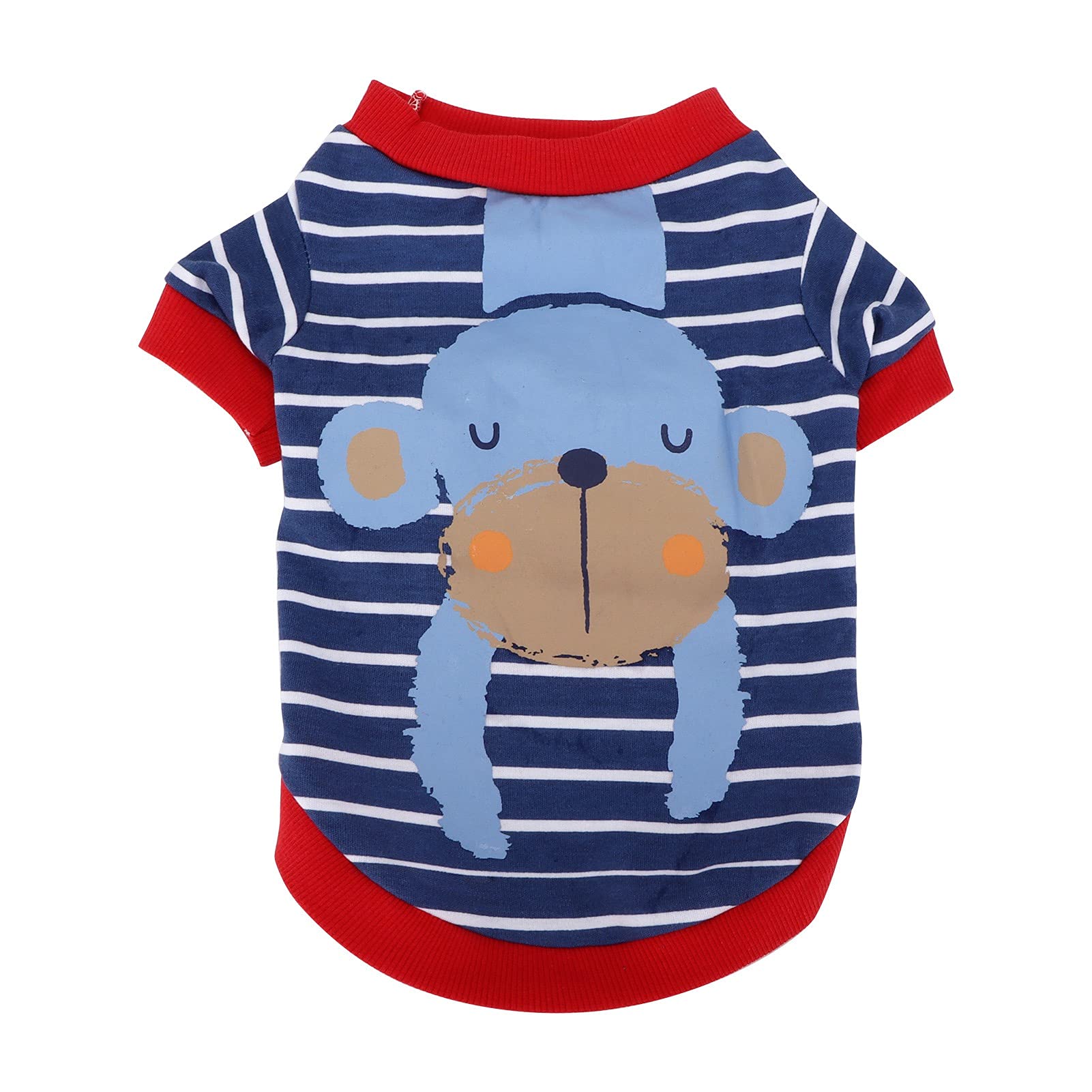 GLOGLOW Striped Puppy Shirt - Soft Cotton Dog T-Shirt for Small & Medium Dogs | Breathable Pet Sweatshirt with Dark Blue Stripes (Size L) - Perfect for Daily Walks, Pet Photos & Indoor Comfort