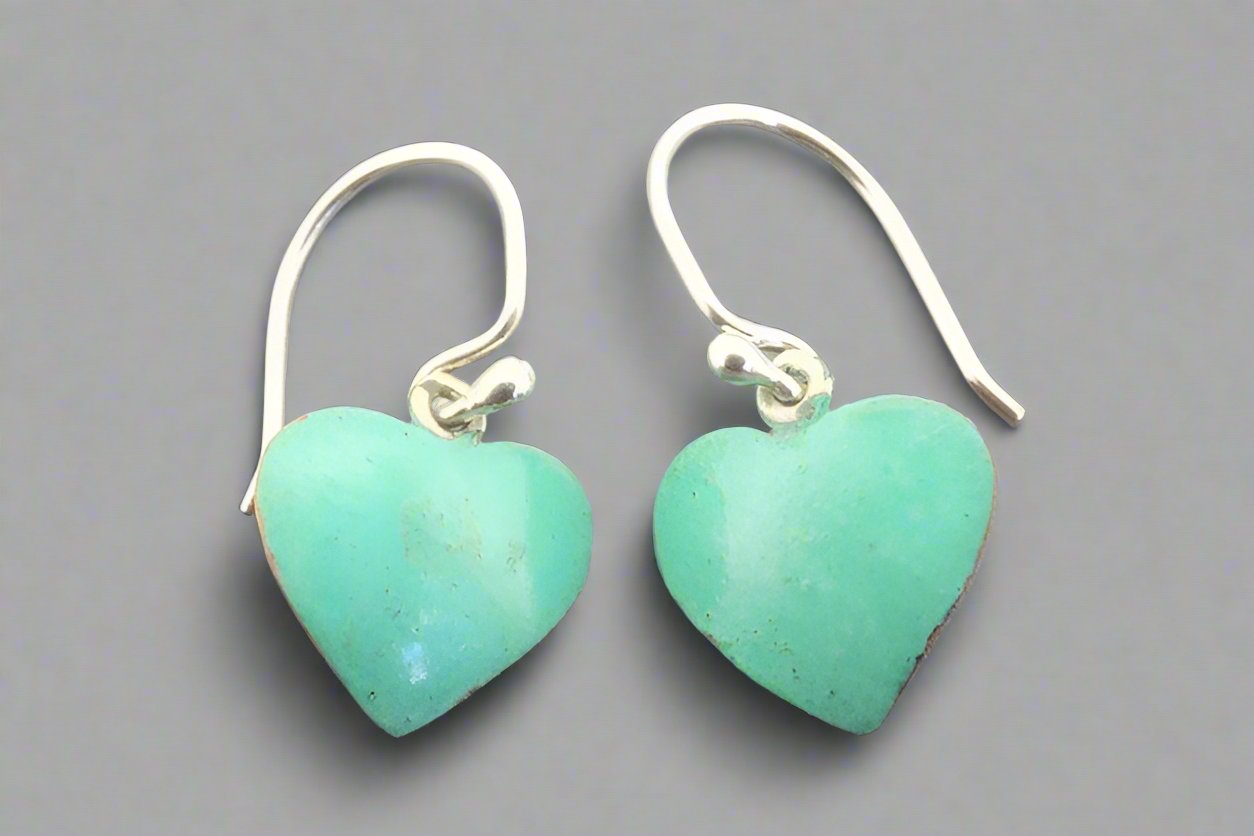 Handmade Copper Patina Heart Earrings for Women - Boho Vintage Dangle Jewelry - Perfect for Valentine's Day, Anniversary & Everyday Wear