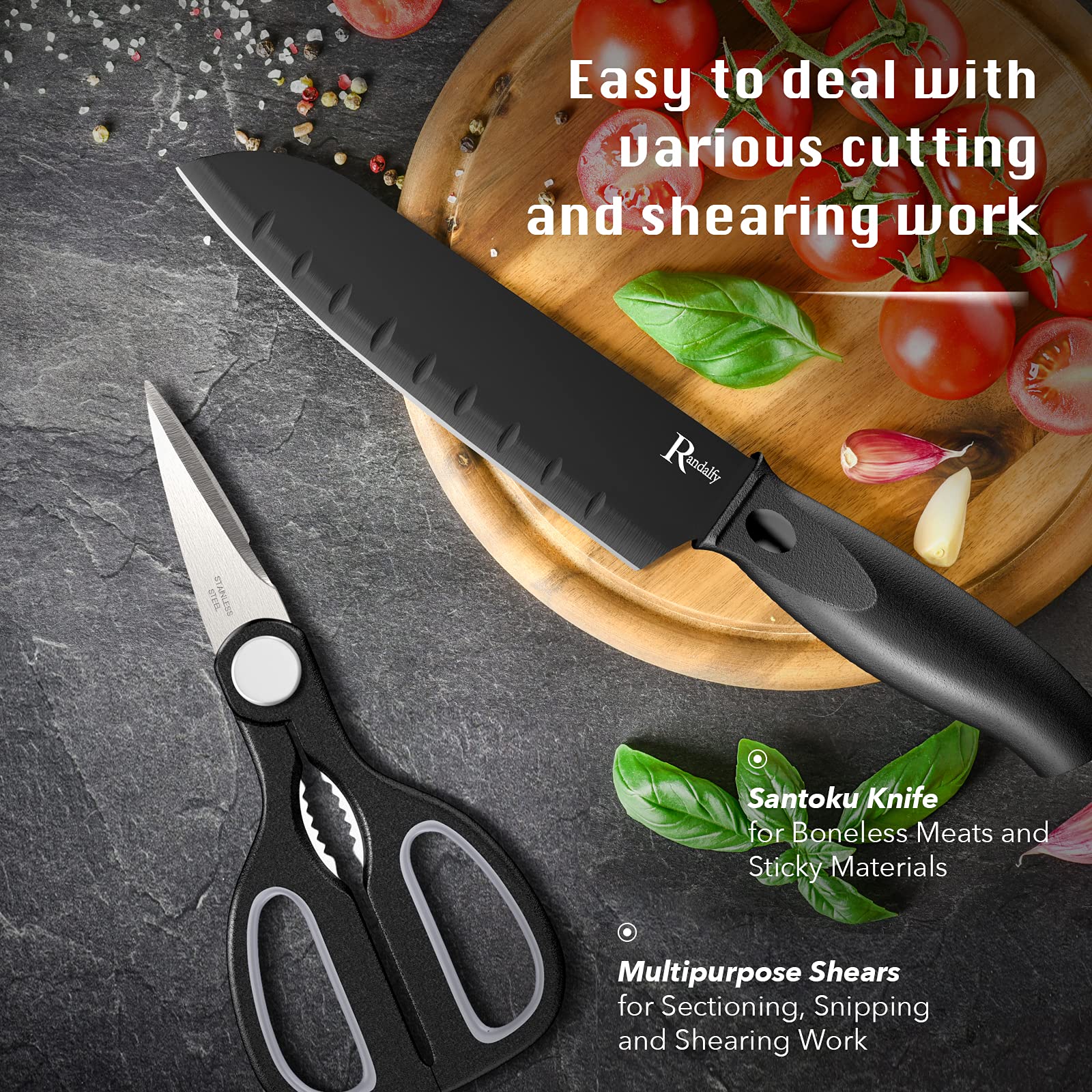 7-Piece Professional Chef Knife Set with Knife Block - High-Quality Kitchen Knives for Meat, Vegetables & Fruits | Includes Chef Knife, Paring Knife, Scissors & Storage Block | Perfect for Chopping, Slicing, Dicing & Cutting | Ideal for Home Chefs & Cooking Enthusiasts