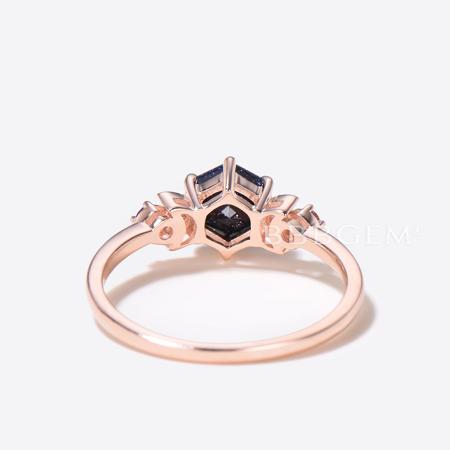 Hexagon Cut Blue Sandstone Engagement Ring - Tourmaline & Amethyst Cluster Wedding Band for Women - Perfect for Proposals, Anniversaries & Romantic Occasions