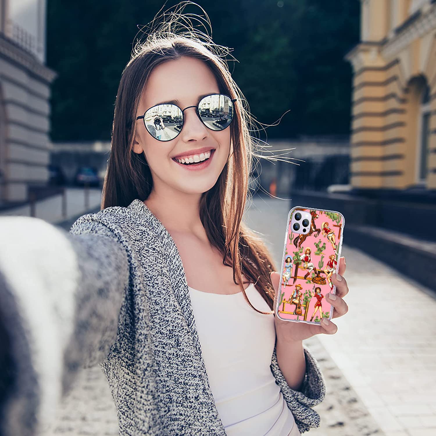 iPhone 13 Pro Max Case - Western Cactus Retro Pink Design Shockproof TPU Cover | Full Body Protection for Men & Women | Perfect for Country Music Festivals & Southwestern Style Lovers